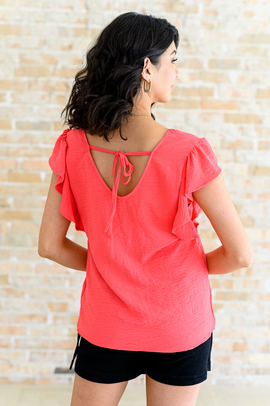 Got Me Cornered V Neck Ruffle Sleeve Top - Image 4