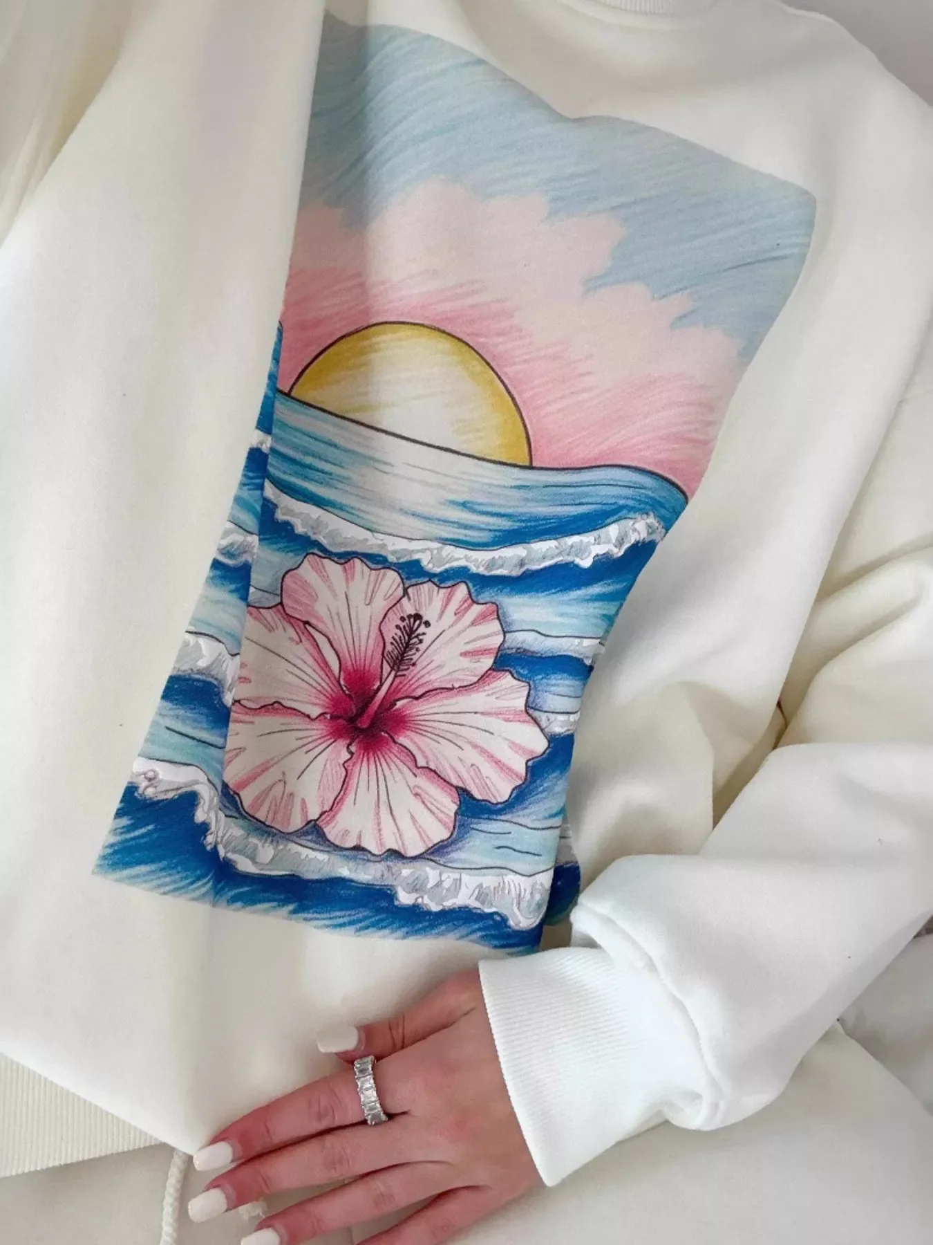 Graphic Round Neck Drop Shoulder Sweatshirt - Image 3