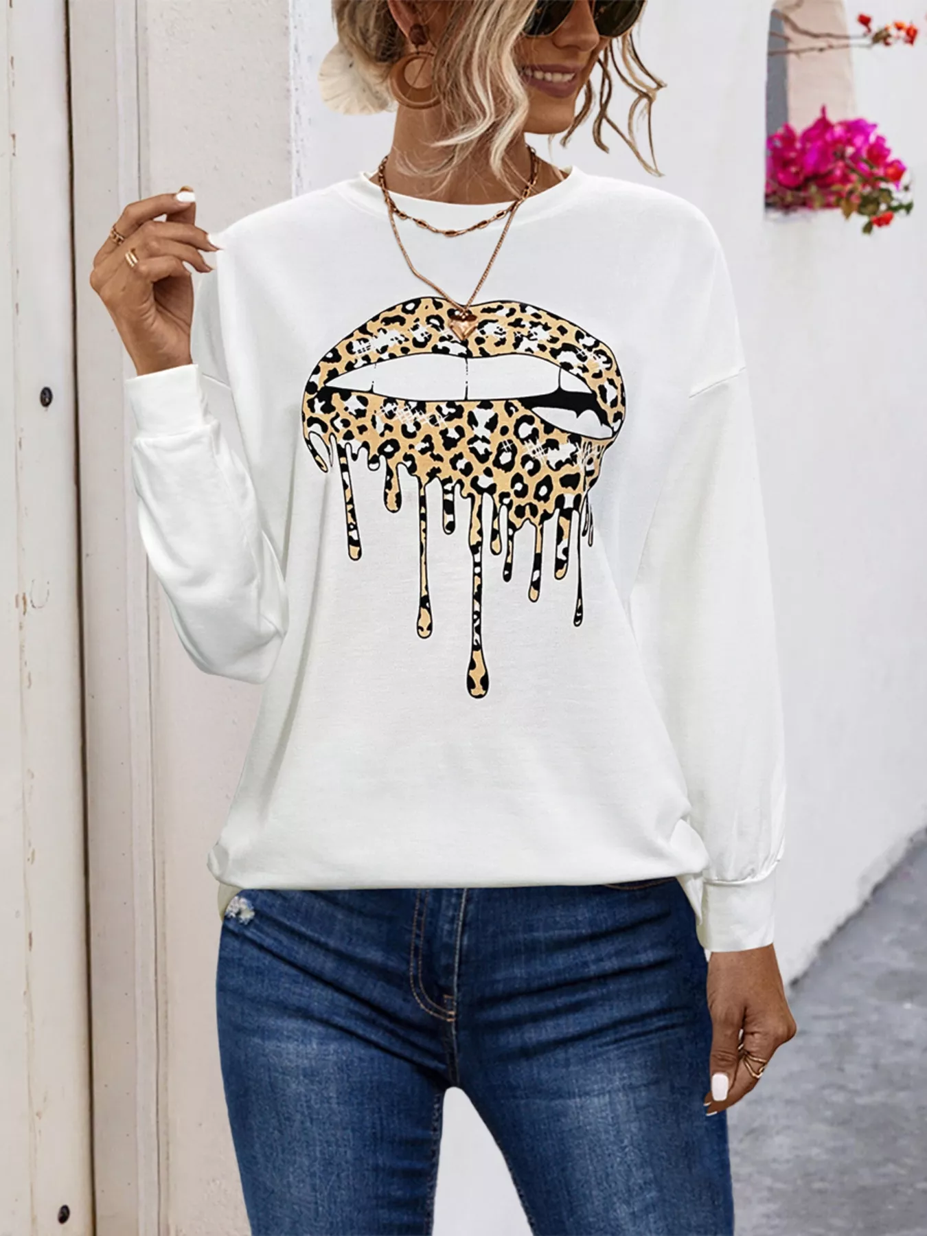 Graphic Round Neck Dropped Shoulder T-Shirt - Image 14