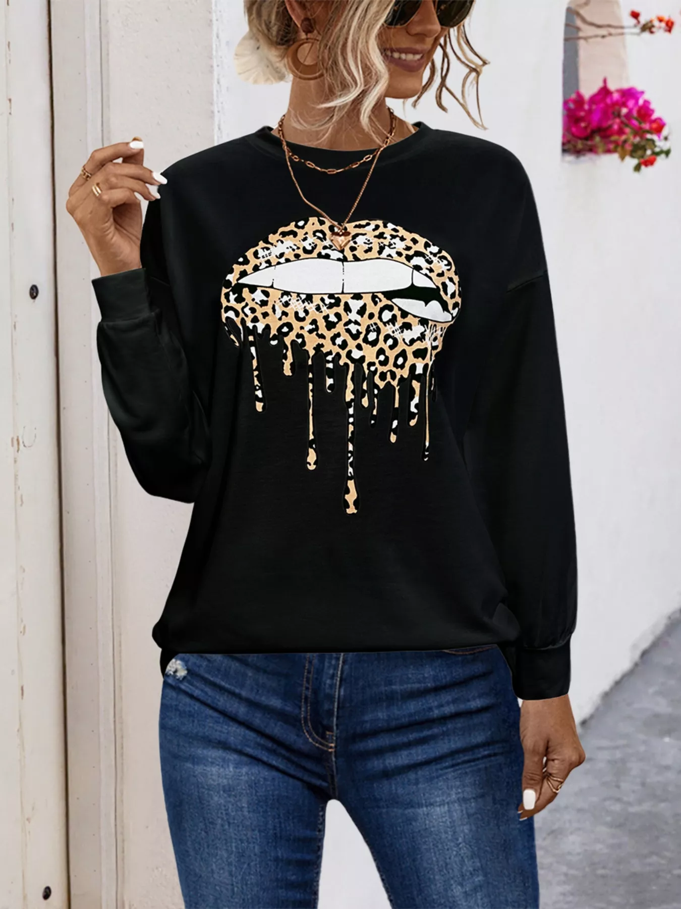 Graphic Round Neck Dropped Shoulder T-Shirt - Image 9