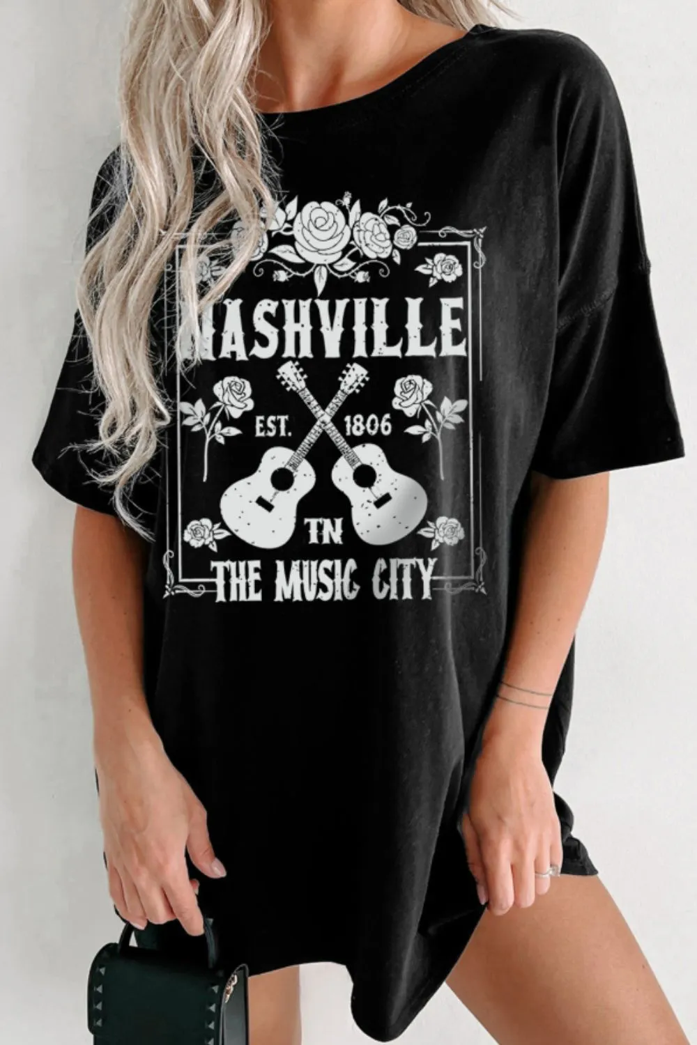 Graphic Round Neck Short Sleeve Oversized T-Shirt - Image 3
