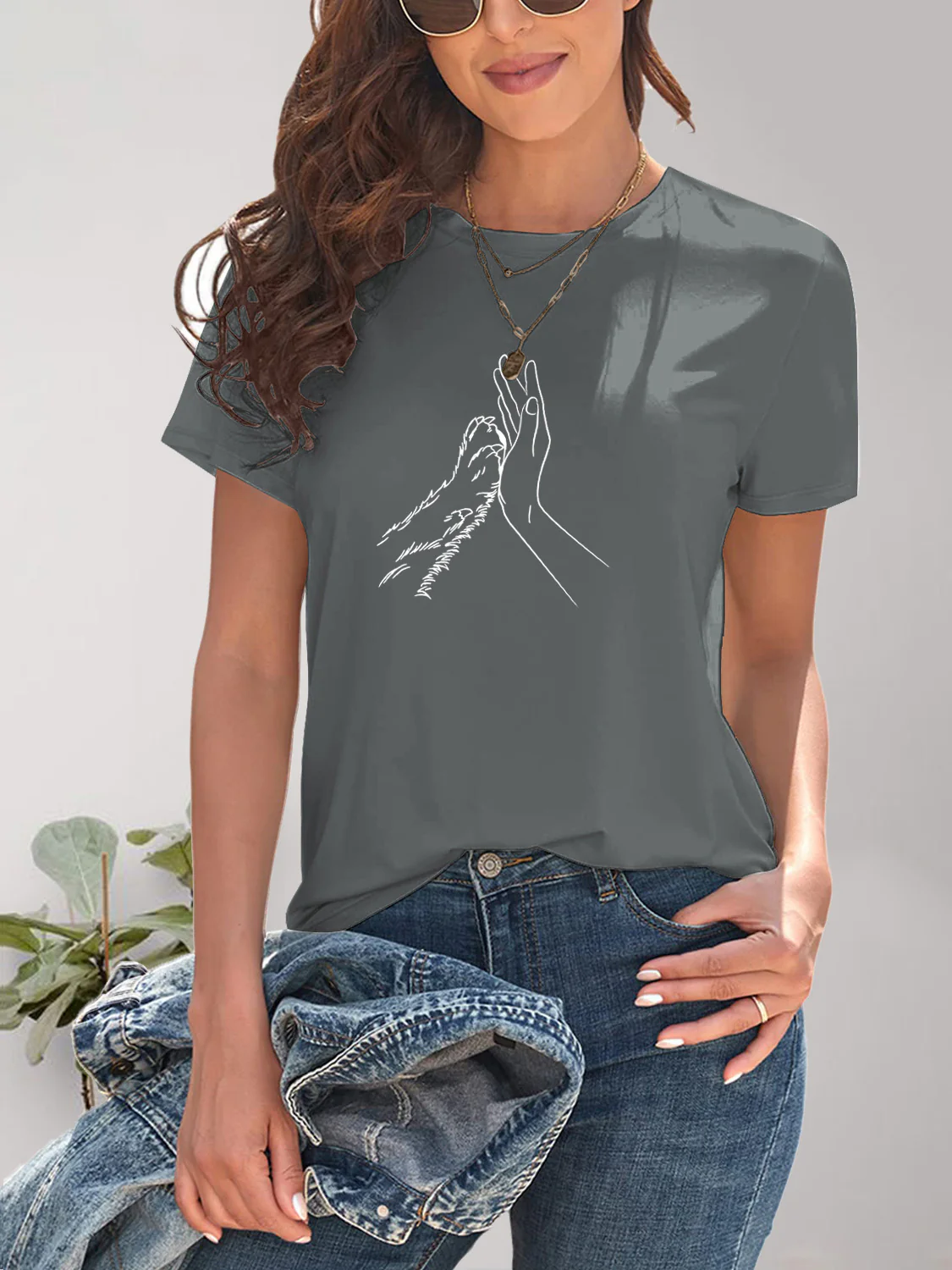 Graphic Round Neck Short Sleeve T-Shirt - Image 11