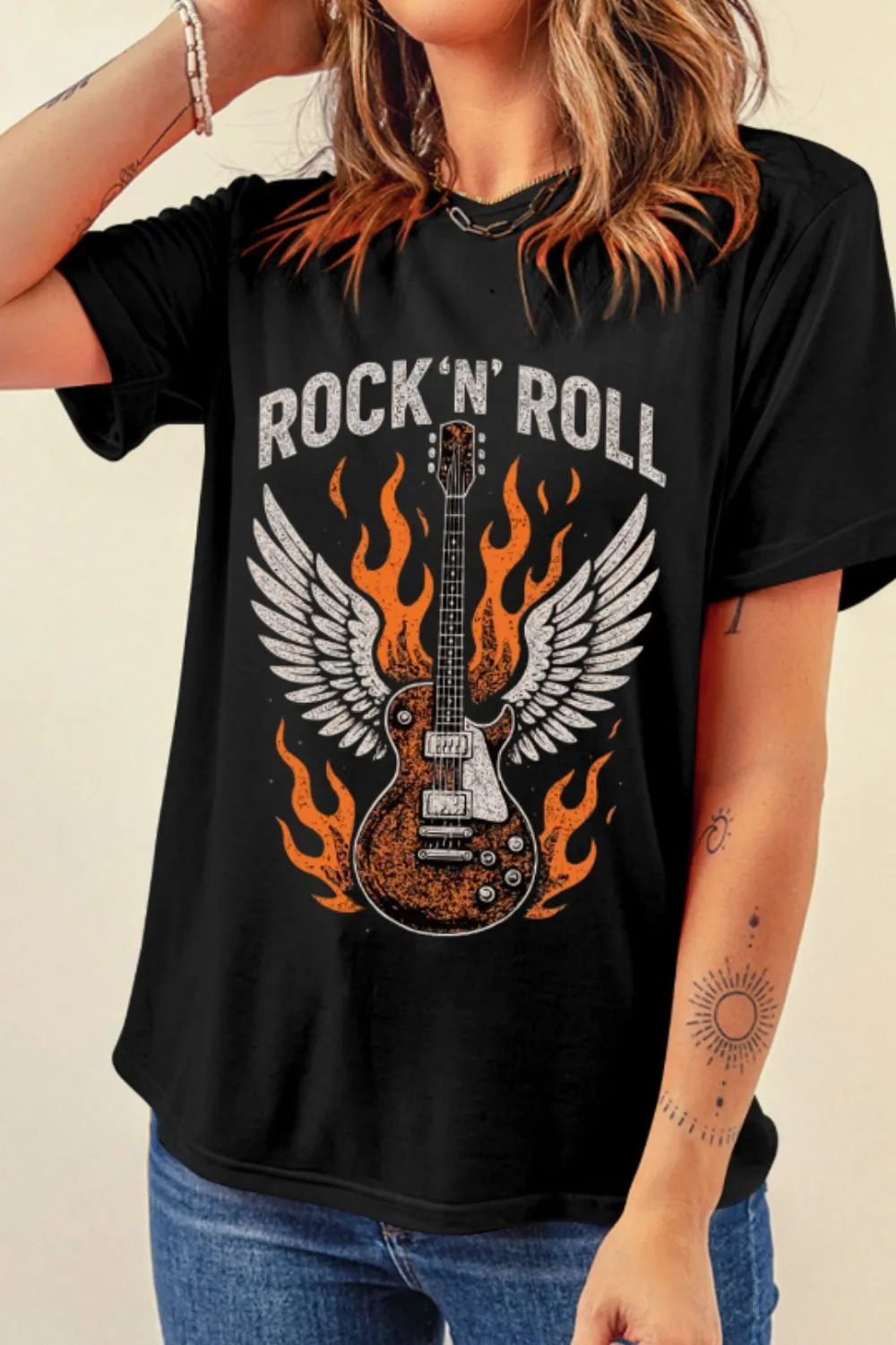 Graphic Round Neck Short Sleeve T-Shirt - Image 4