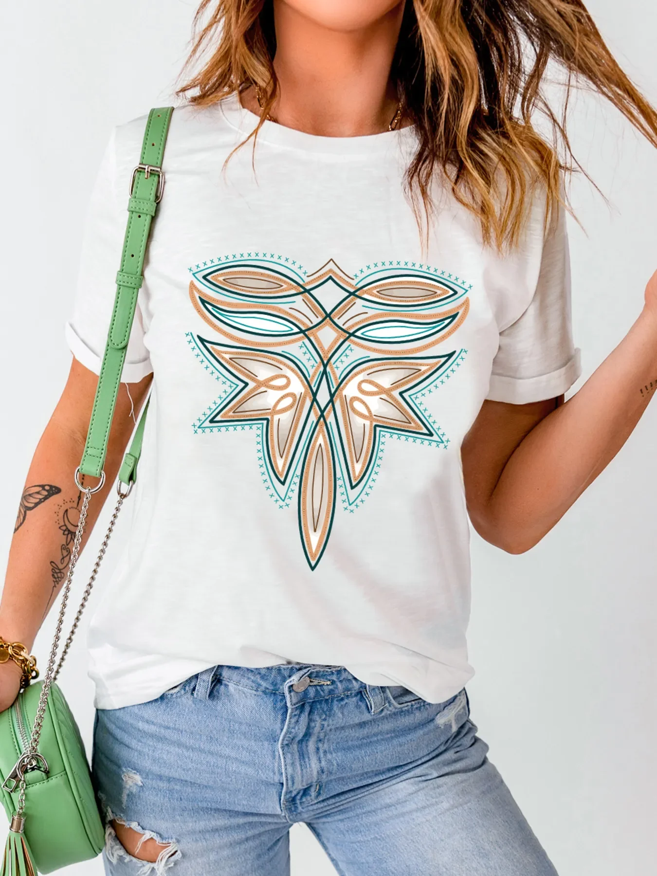 Graphic Round Neck Short Sleeve T-Shirt - Image 2