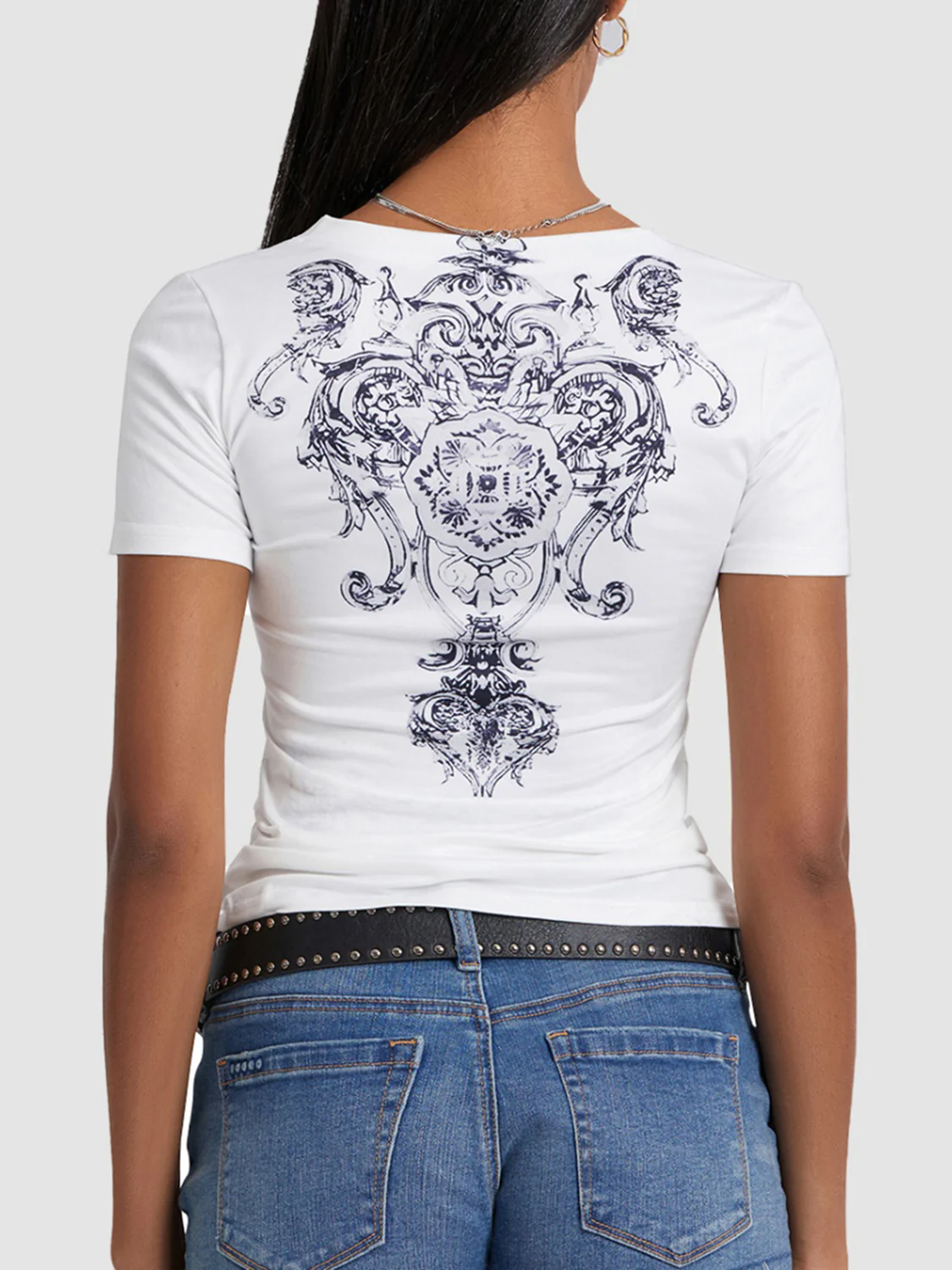 Graphic V-Neck Short Sleeve T-Shirt - Image 5