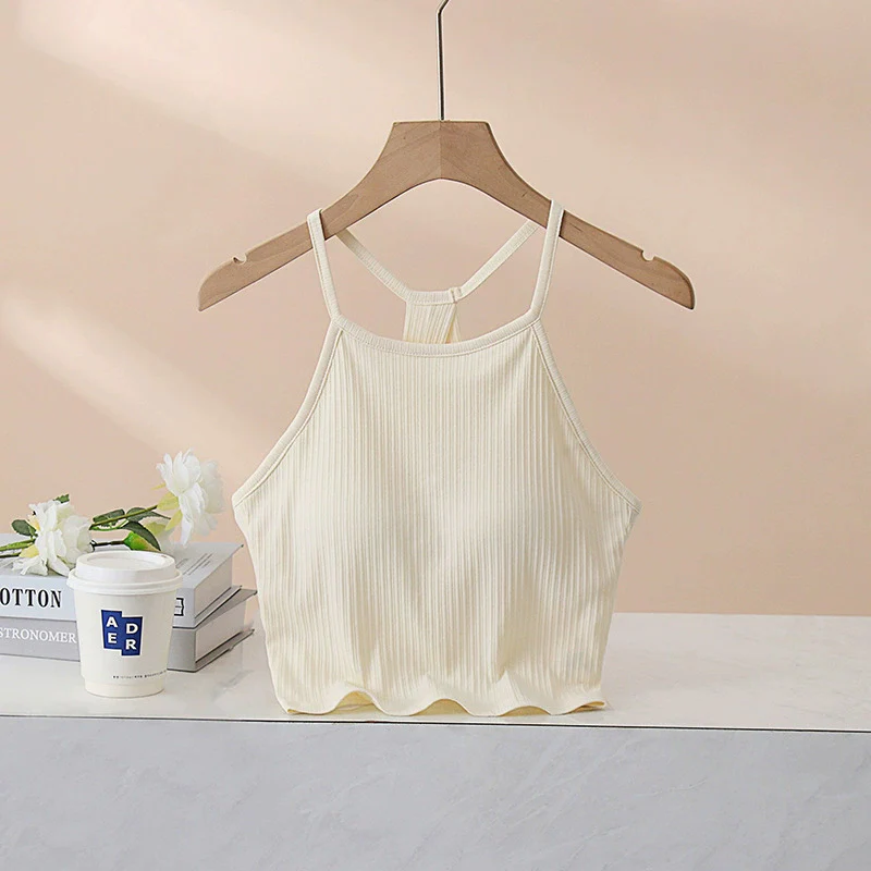 Grecian Neck Cropped Tank with Chest Pads - Image 10