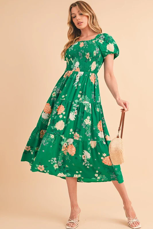 Green Tiered light weight midi dress - Image 5