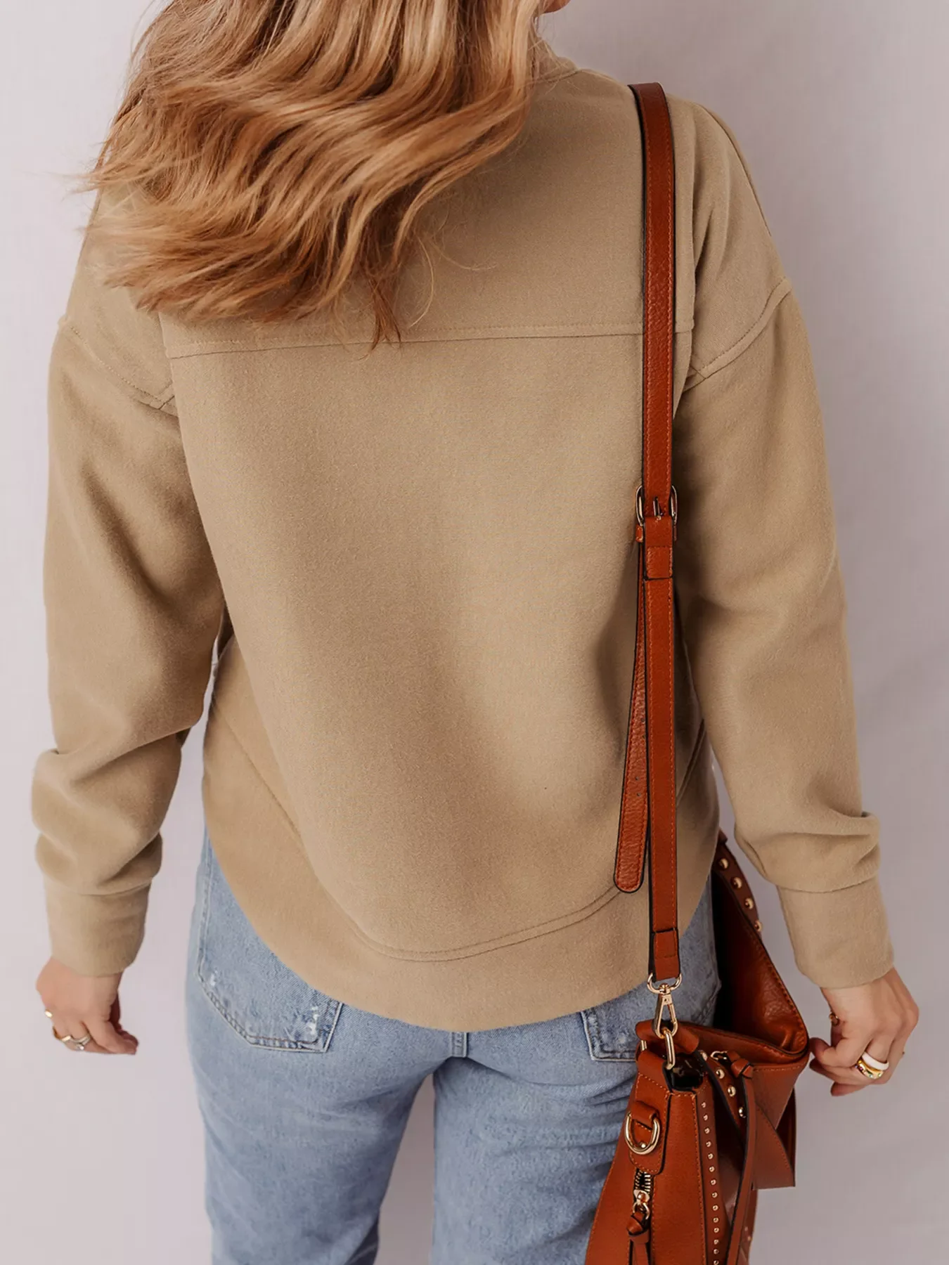 Grommet Detail V Neck Sweatshirt - Image 2