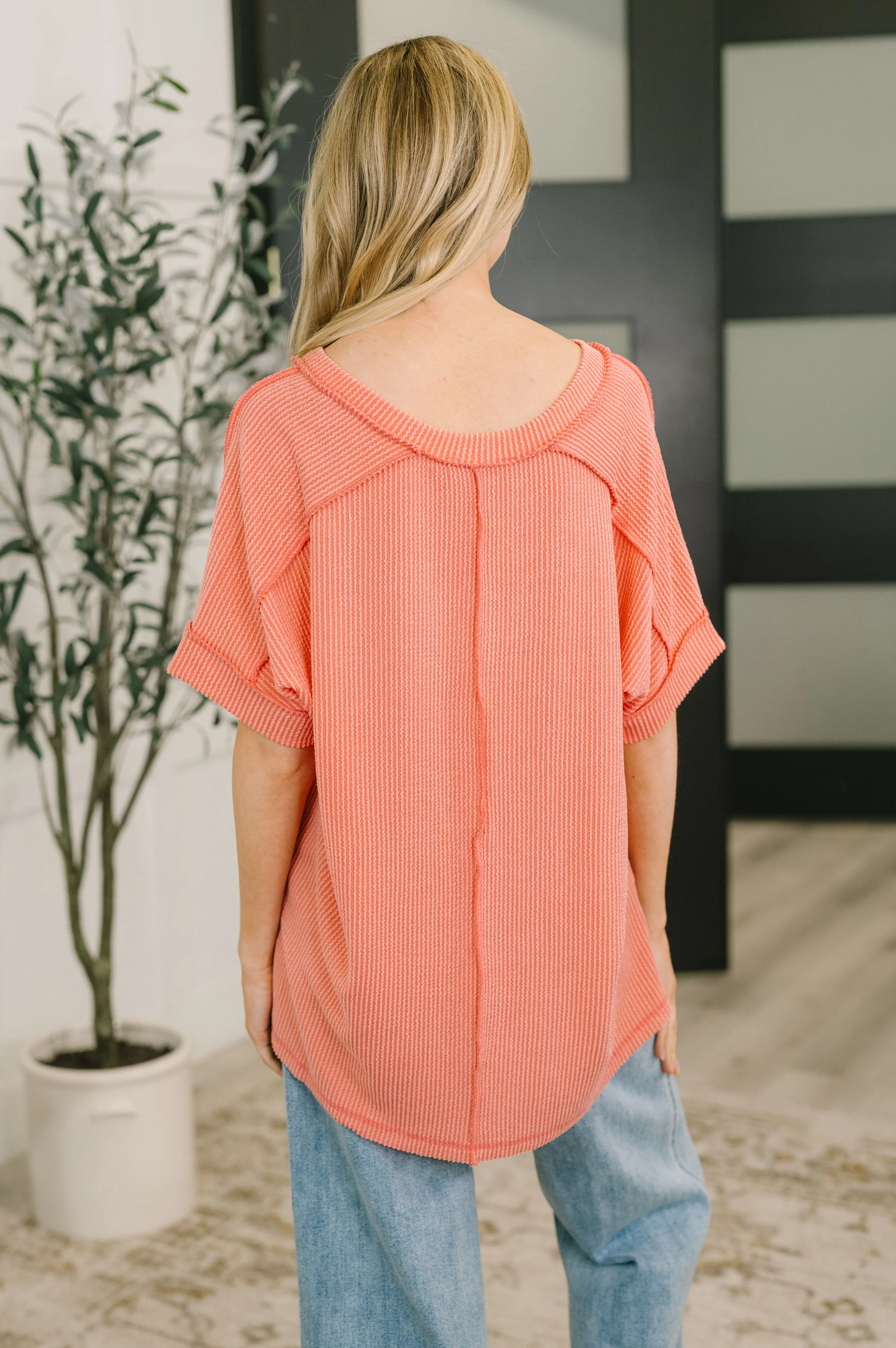 Growing Restless V-Neck Tee in Coral - Image 5