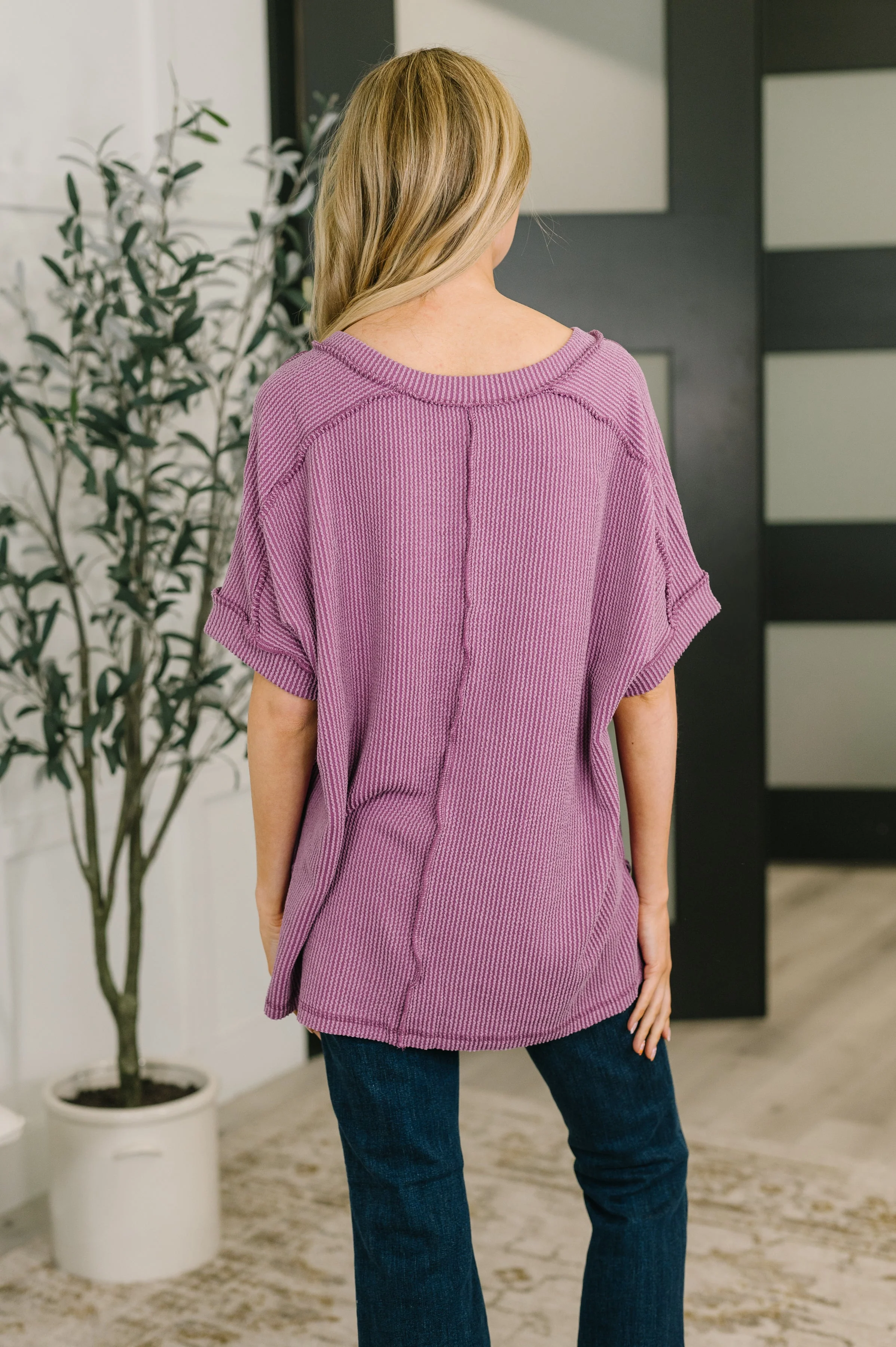 Growing Restless V-Neck Tee in Light Plum - Image 5