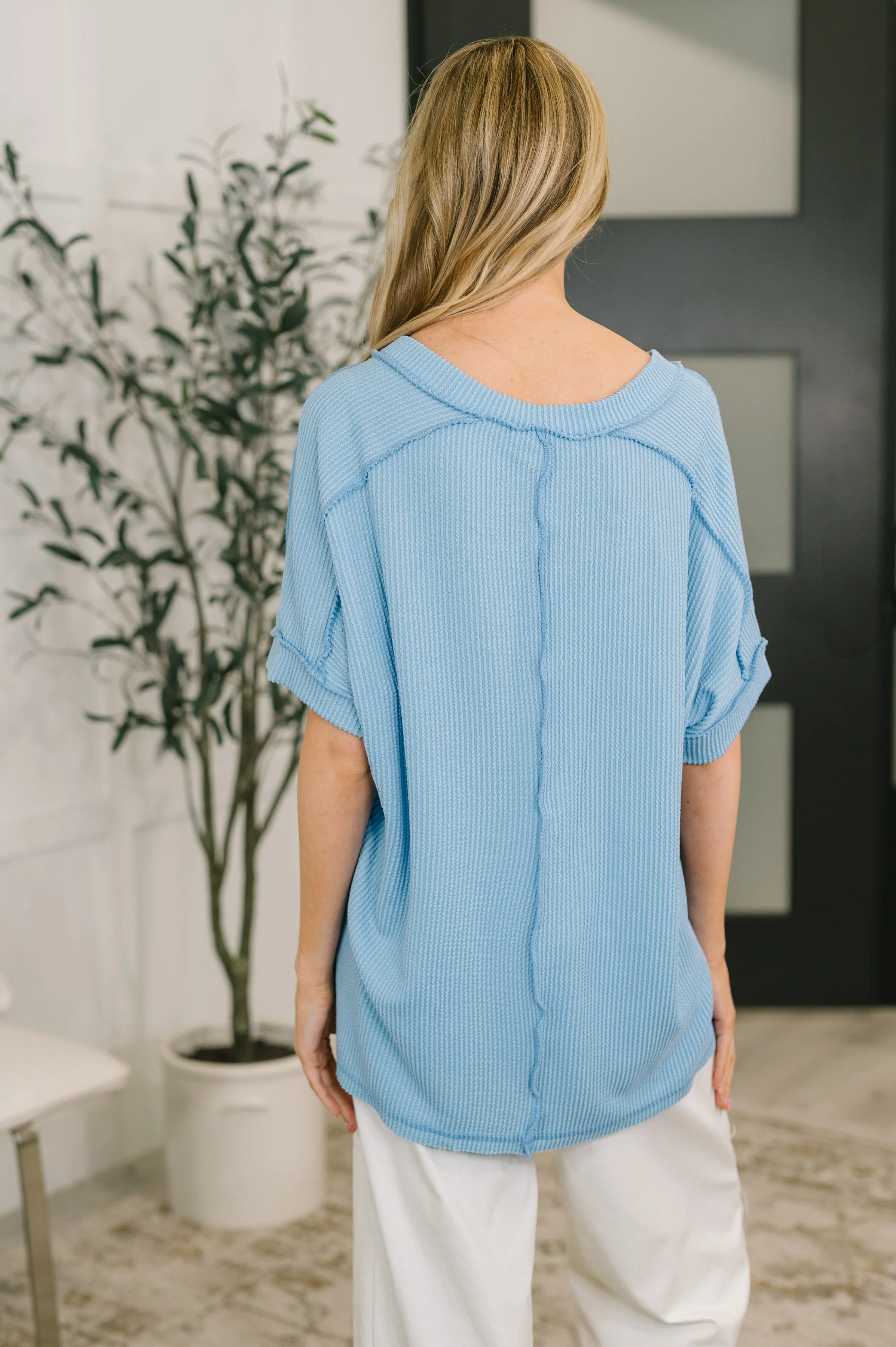 Growing Restless V-Neck Tee in Spring Blue - Image 5