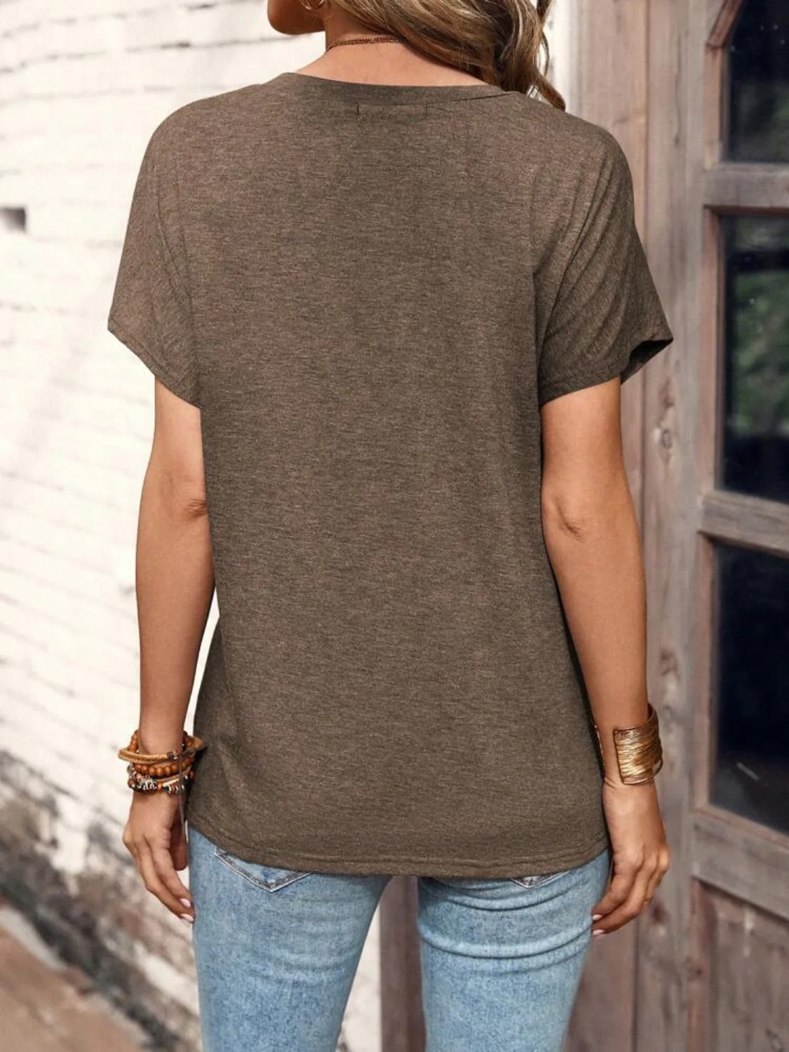 Half Button Short Sleeve Top - Image 21