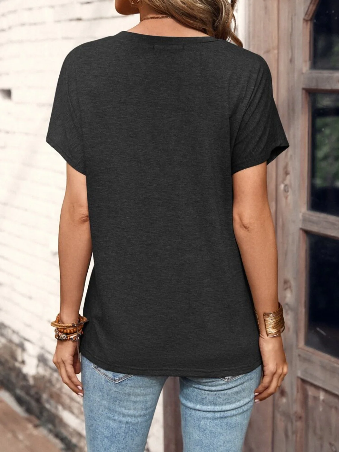 Half Button Short Sleeve Top - Image 24
