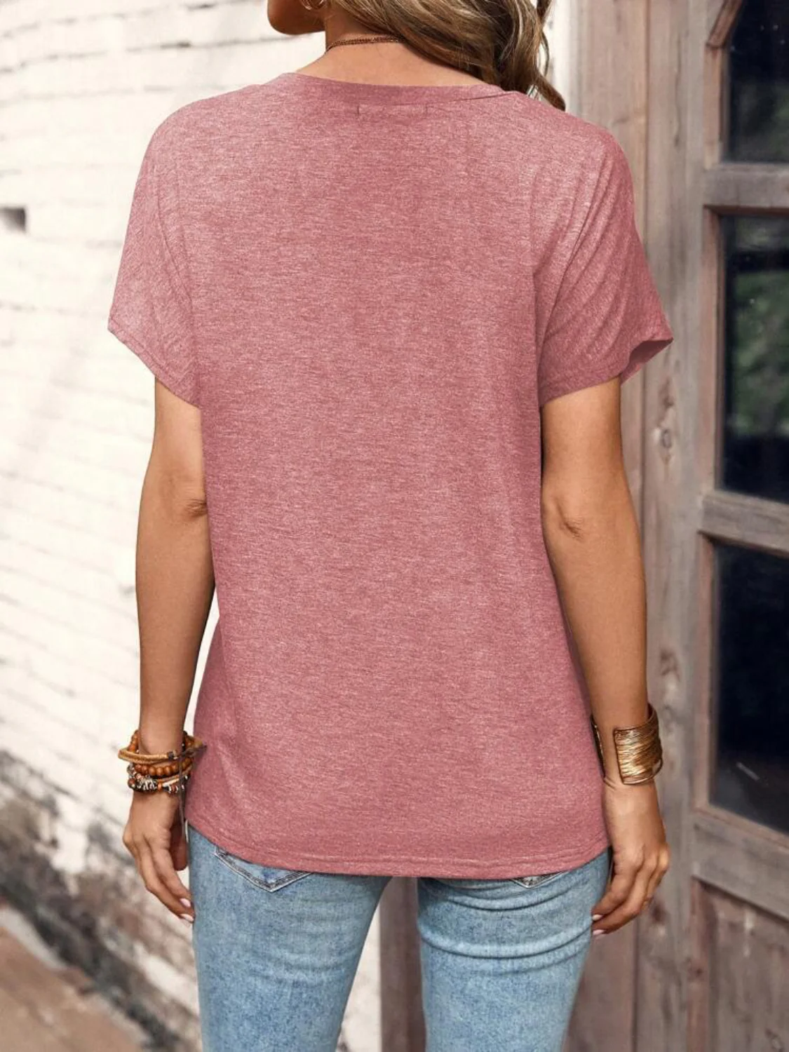 Half Button Short Sleeve Top - Image 3