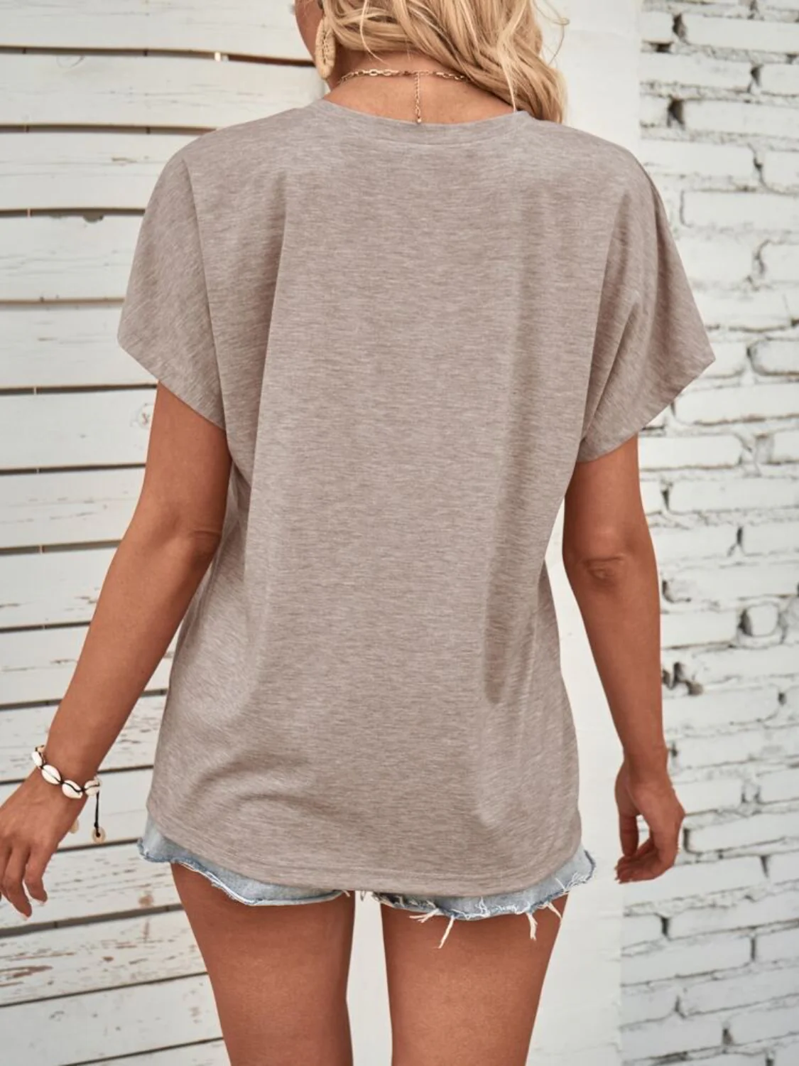 Half Button Short Sleeve Top - Image 8