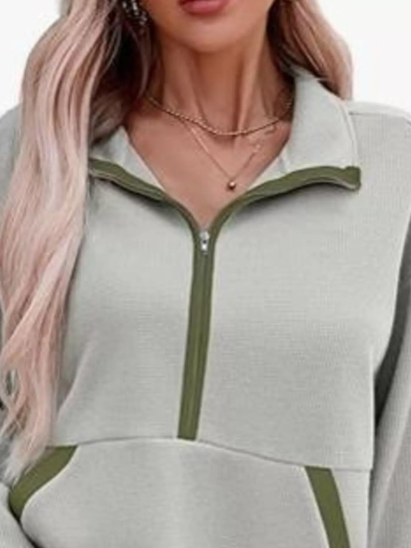 Half Zip Dropped Shoulder Sweatshirt - Image 6
