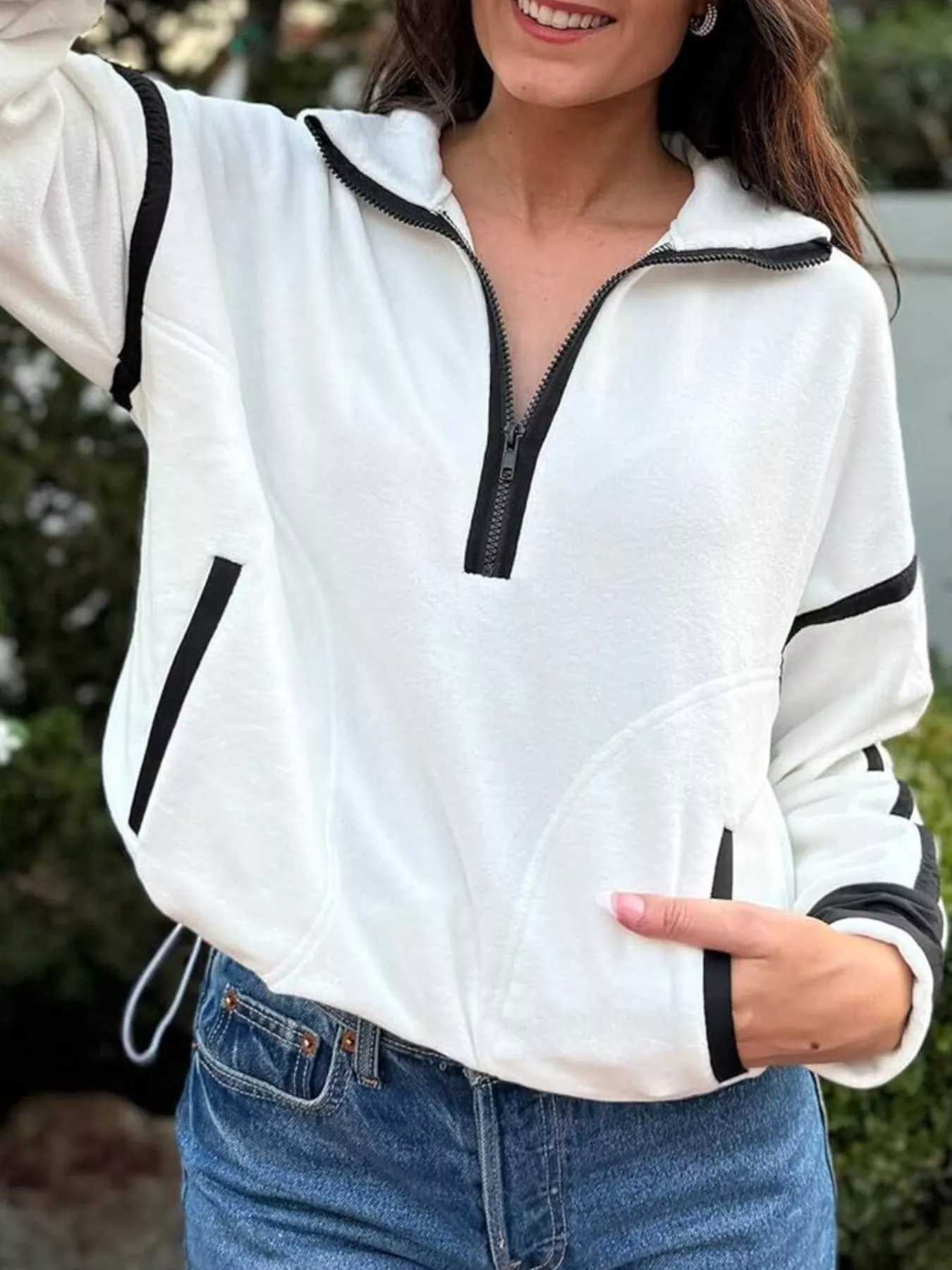 Half Zip Dropped Shoulder Sweatshirt - Image 23