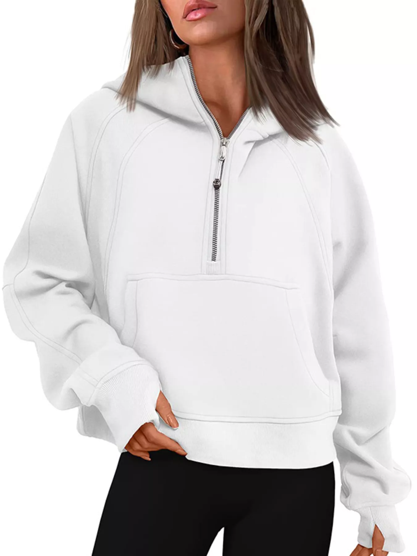 Half-Zip Kangaroo Pocket Hoodie - Image 6