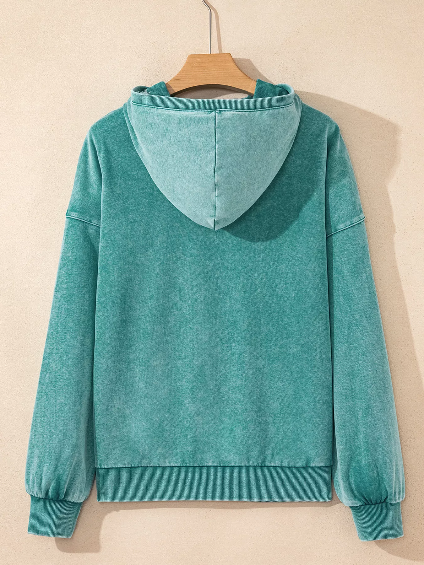 Half Zip Kangaroo Pocket Mineral Wash Baggy Hoodie - Image 5