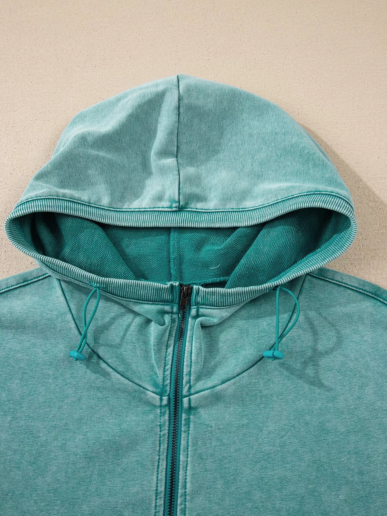 Half Zip Kangaroo Pocket Mineral Wash Baggy Hoodie - Image 7