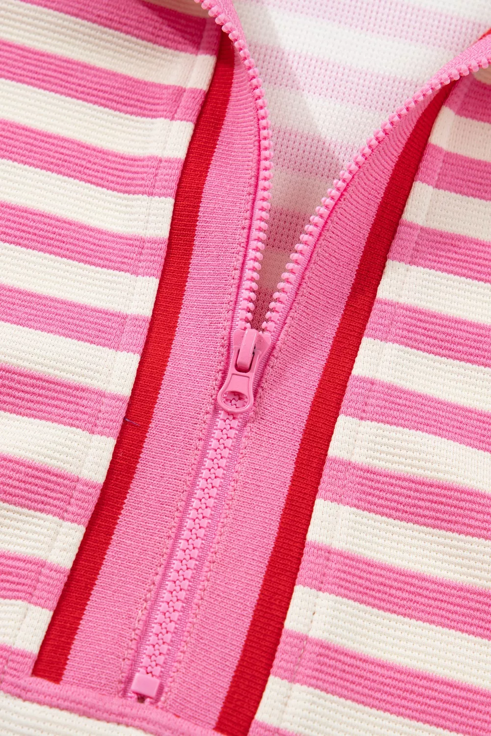 Half Zip Striped Sleeveless Top and Skirt Set - Image 8