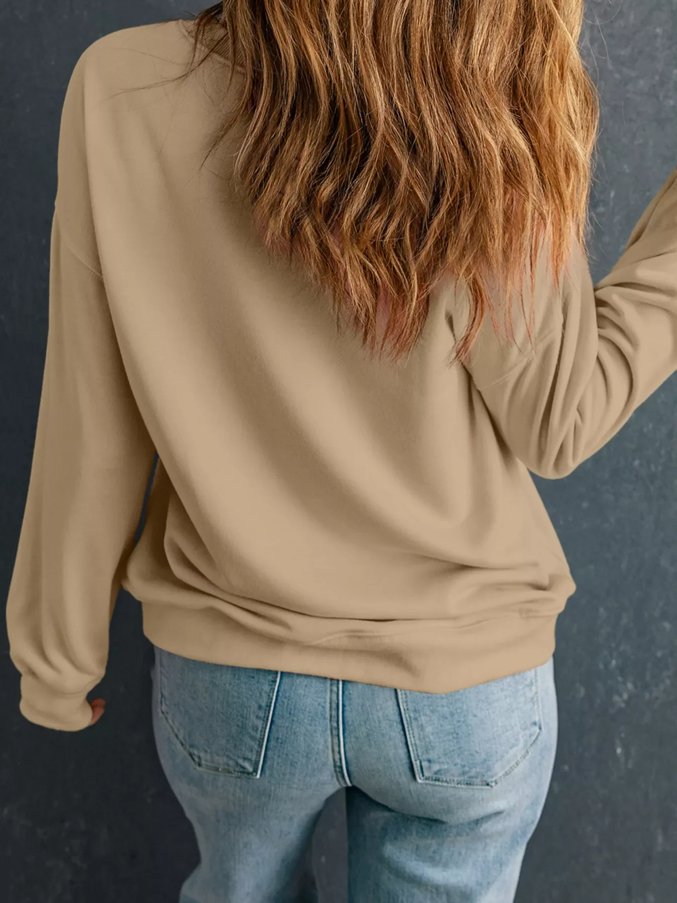 Halloween Floral Pumpkin Graphic Drop Shoulder Sweatshirt - Image 4
