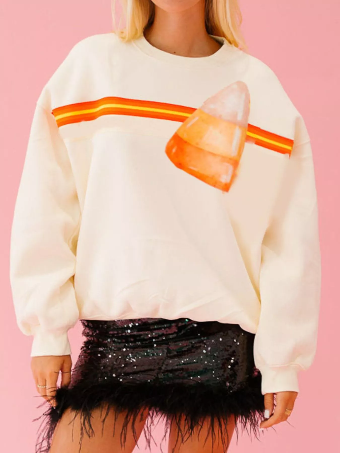 Halloween Sequin Round Neck Sweatshirt - Image 11