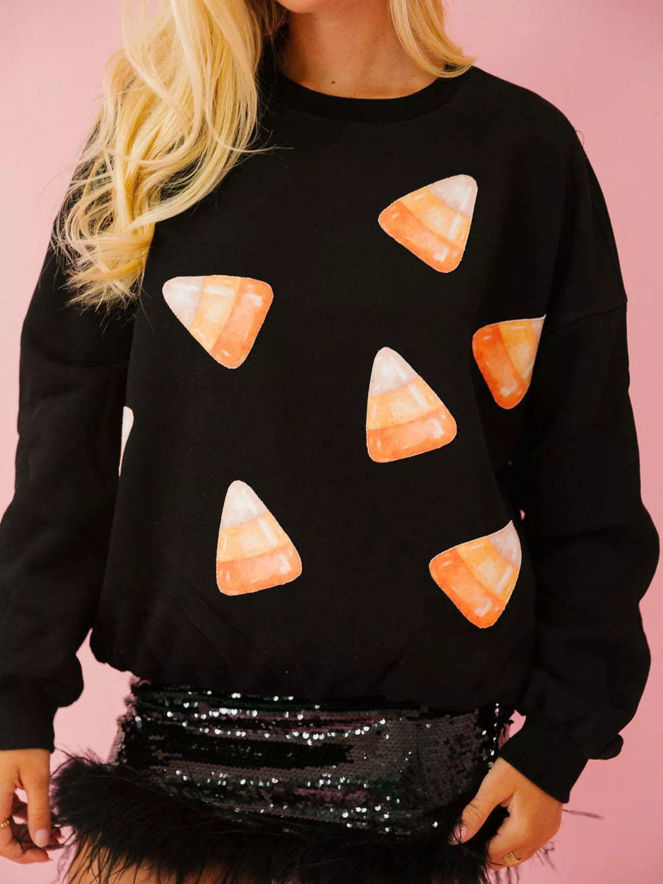 Halloween Sequin Round Neck Sweatshirt - Image 13