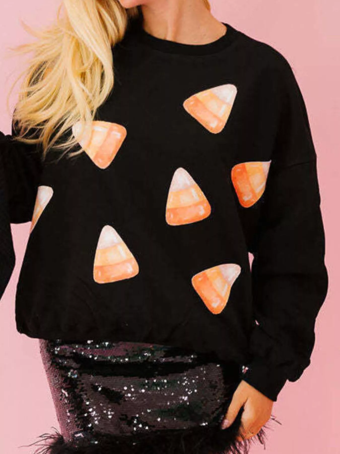 Halloween Sequin Round Neck Sweatshirt - Image 15