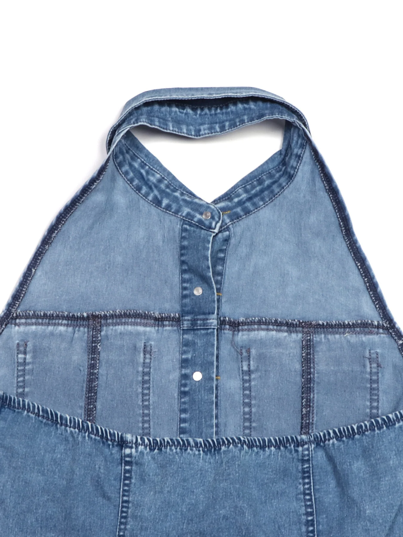 Halter Neck Button-Front Denim Dress - Image 6