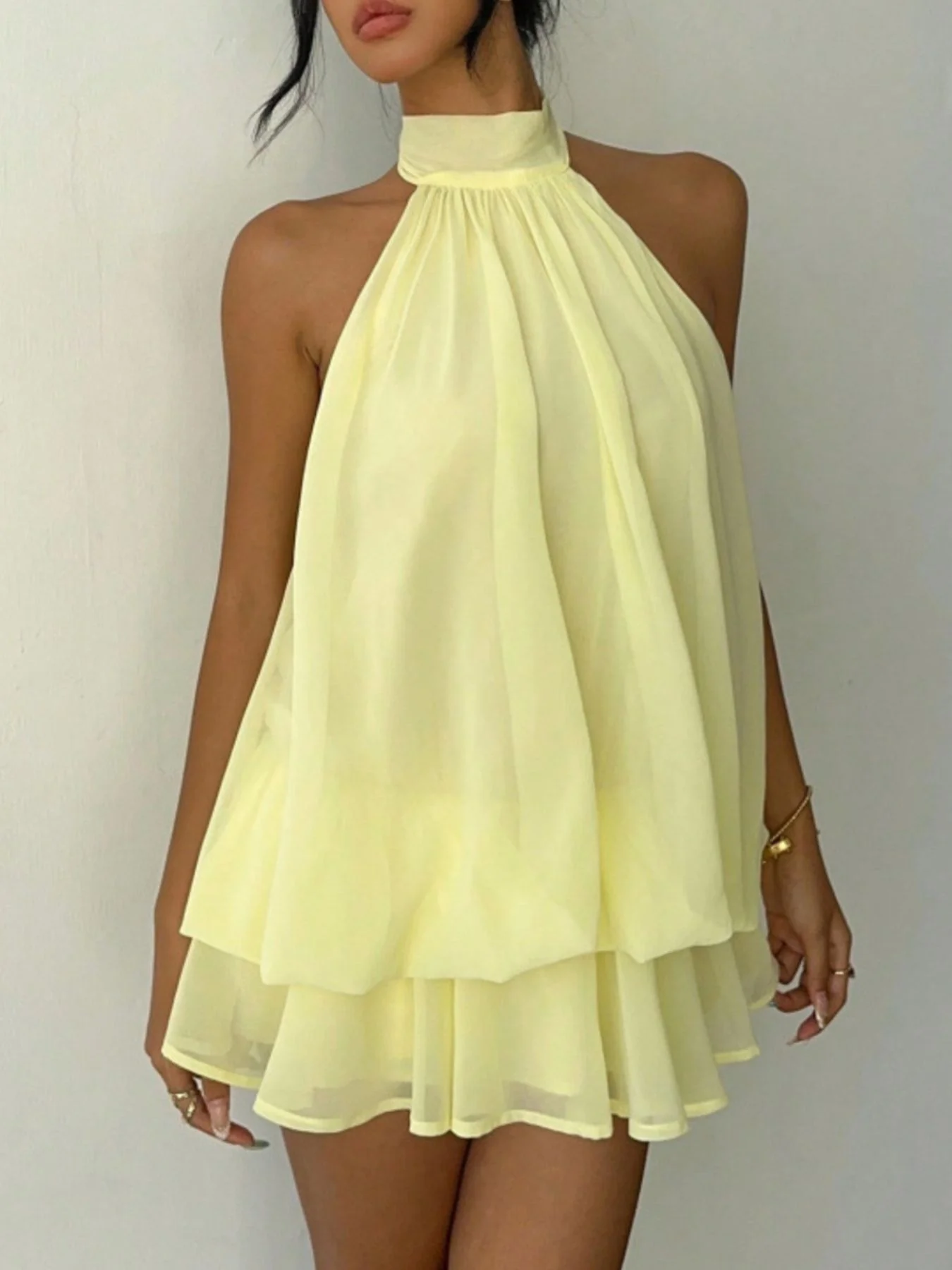 Halter Neck Layered Mini Dress - Image 11