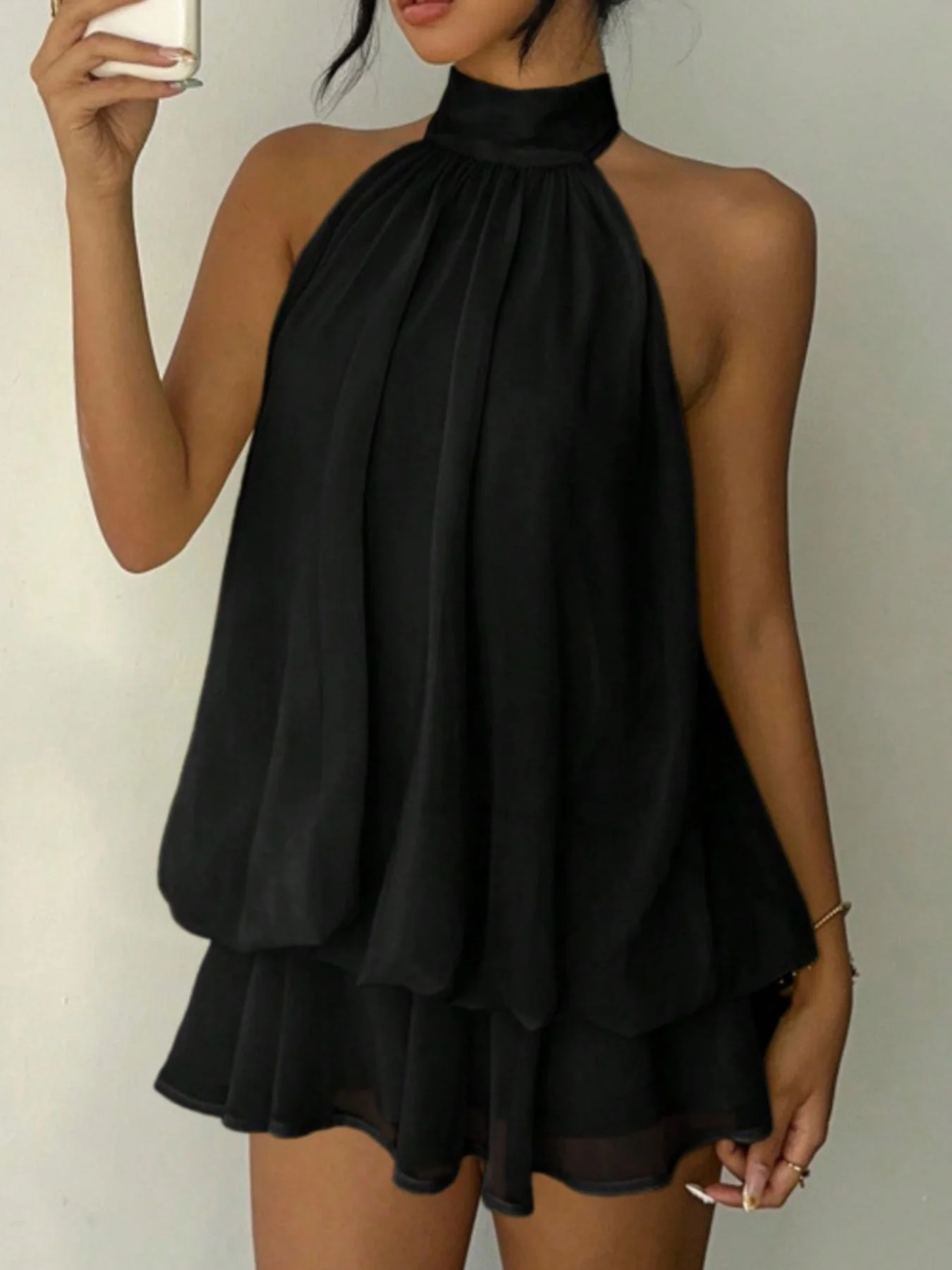 Halter Neck Layered Mini Dress - Image 17