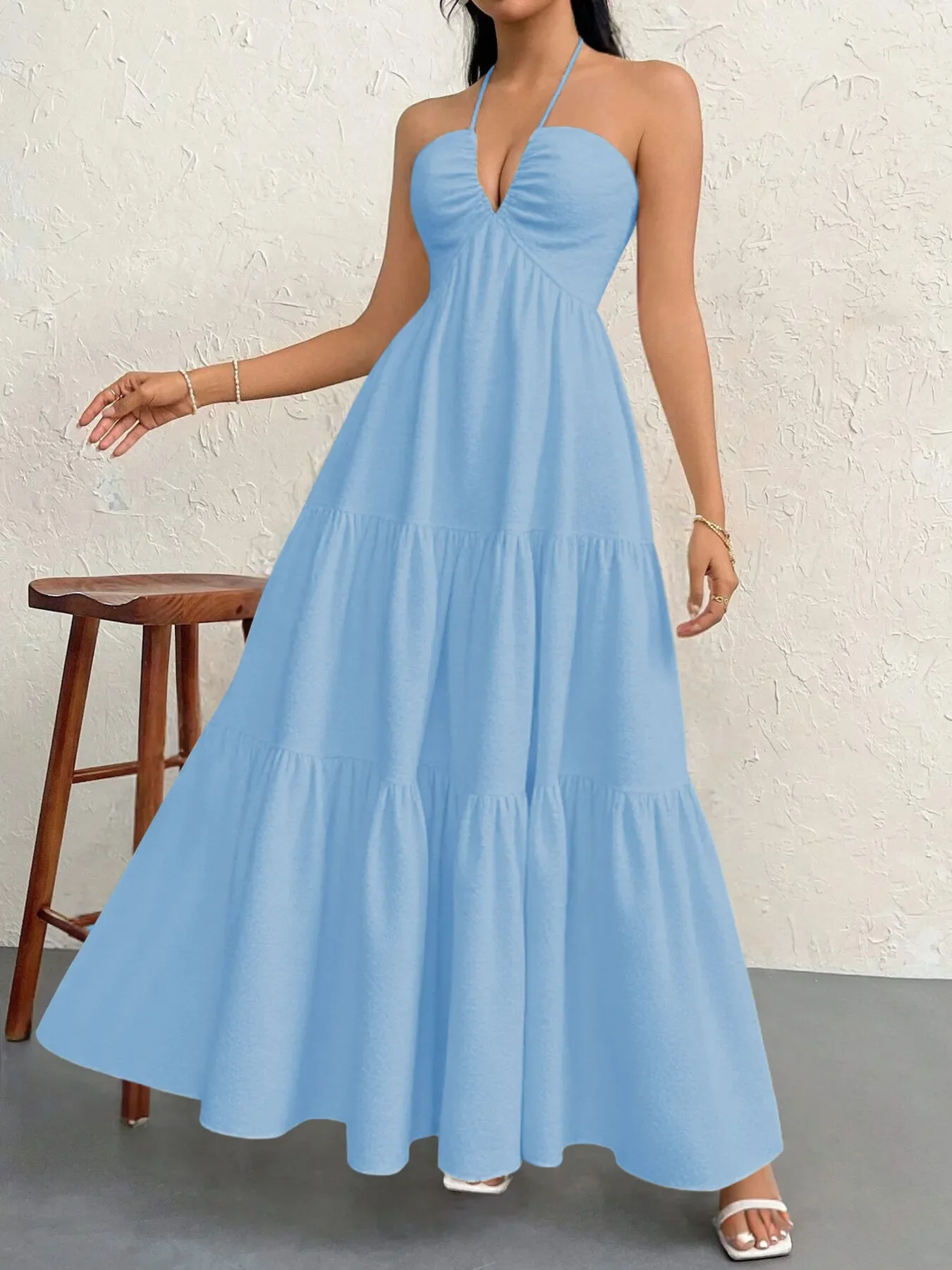 Halter Neck Tiered Maxi Dress - Image 19