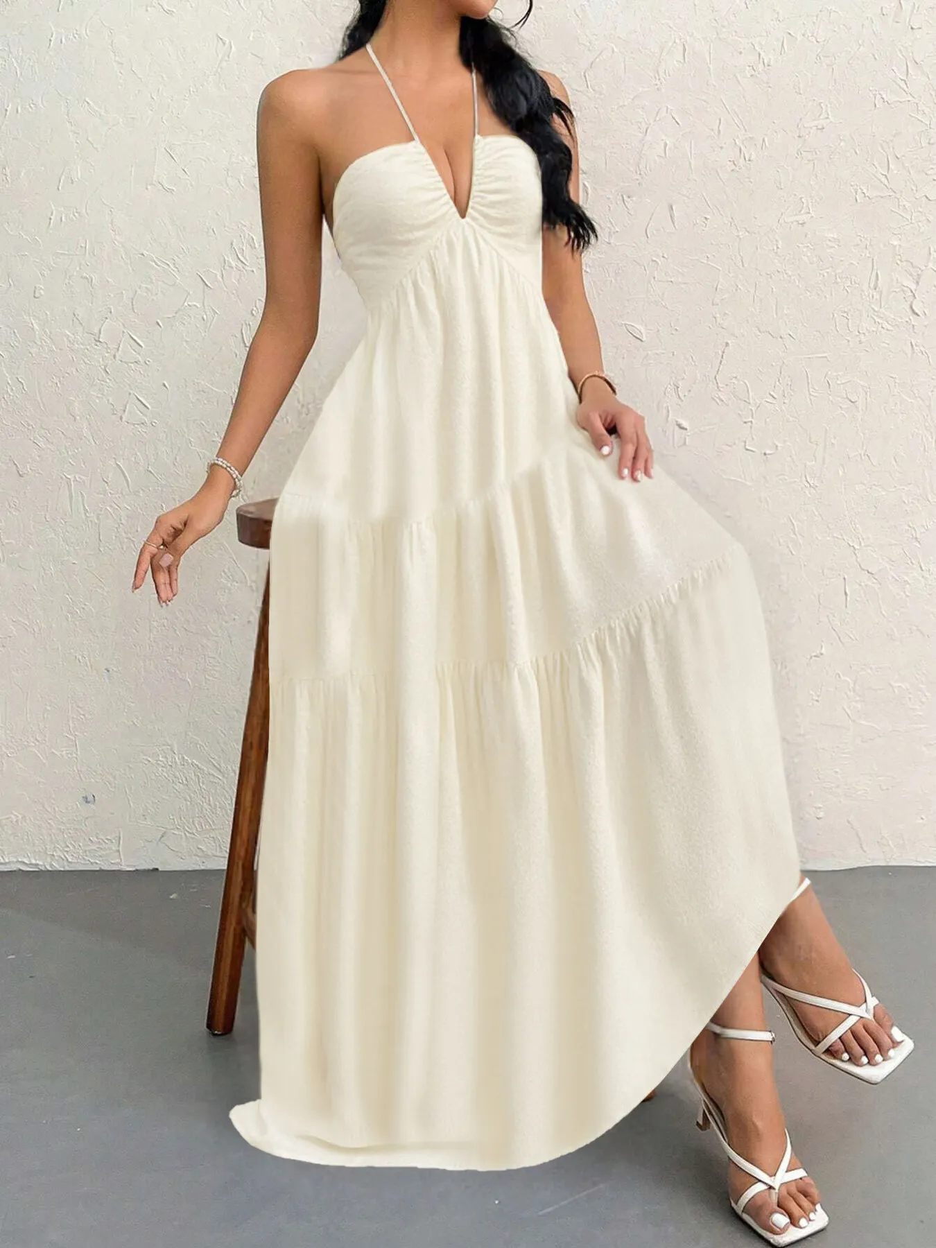 Halter Neck Tiered Maxi Dress - Image 3