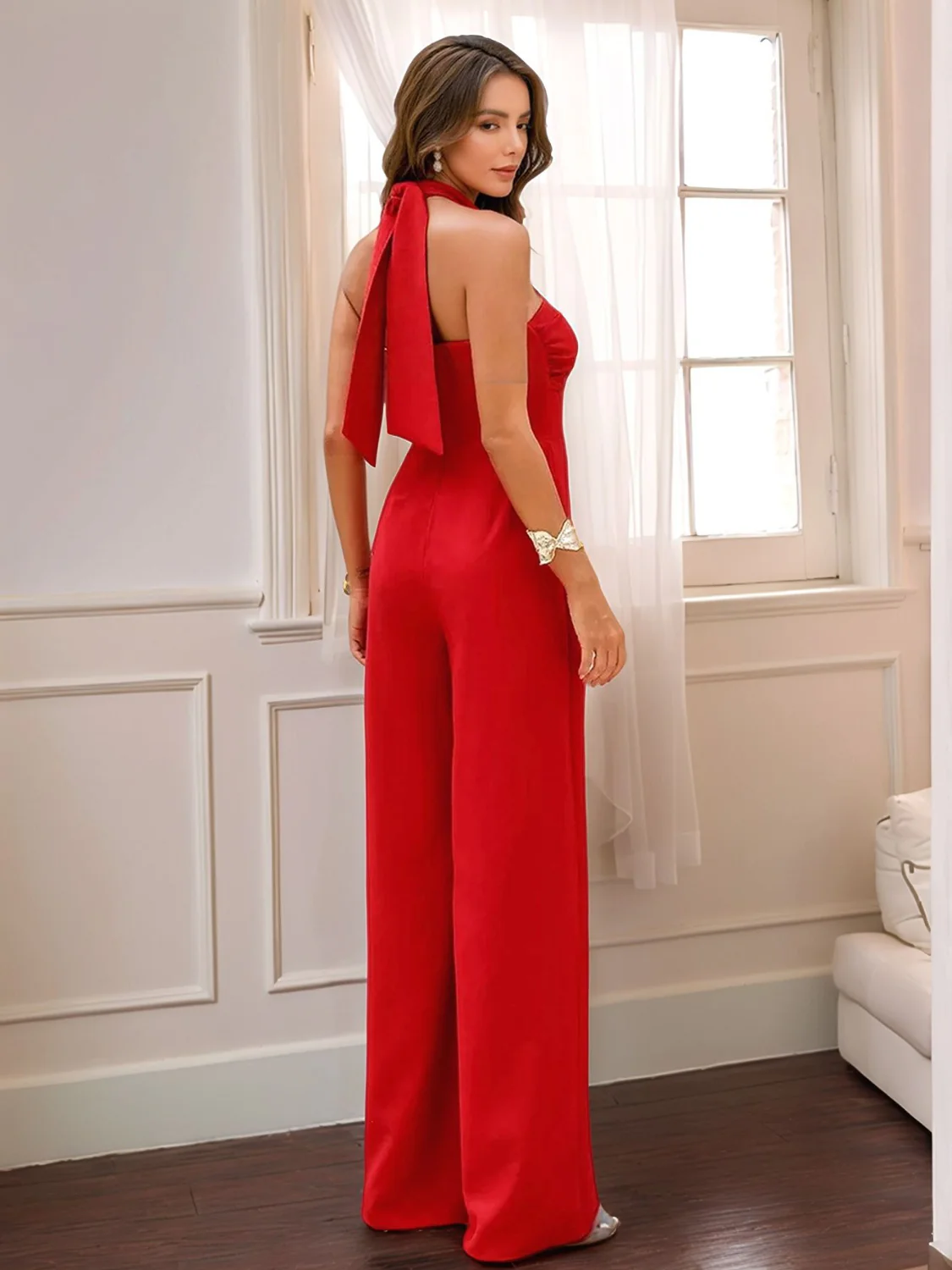 Halter Neck Wide Leg Jumpsuit - Image 8