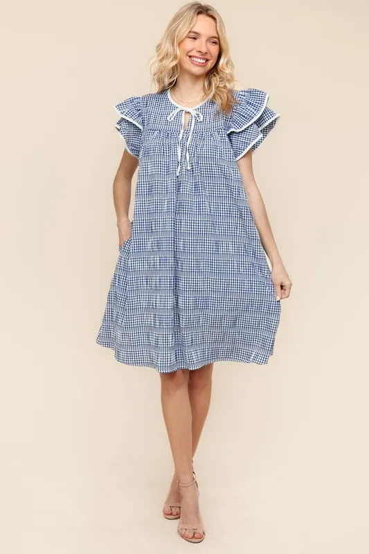 Haptics Double Ruffle Sleeve Dress with Side Pockets - Image 3