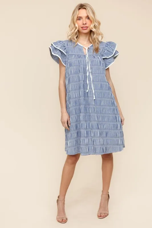 Haptics Double Ruffle Sleeve Dress with Side Pockets - Image 5