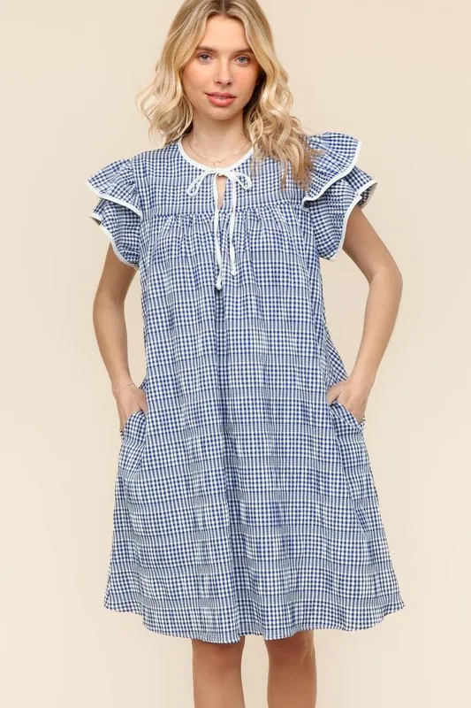Haptics Double Ruffle Sleeve Dress with Side Pockets - Image 7
