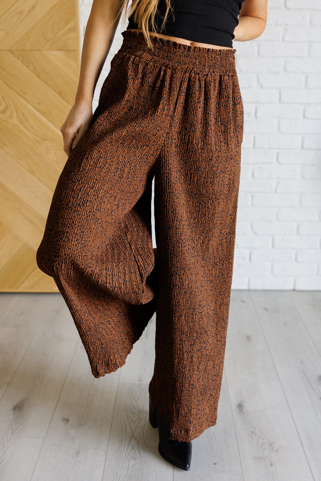 Harmony High Rise Wide Leg Pants in Brown - Image 3