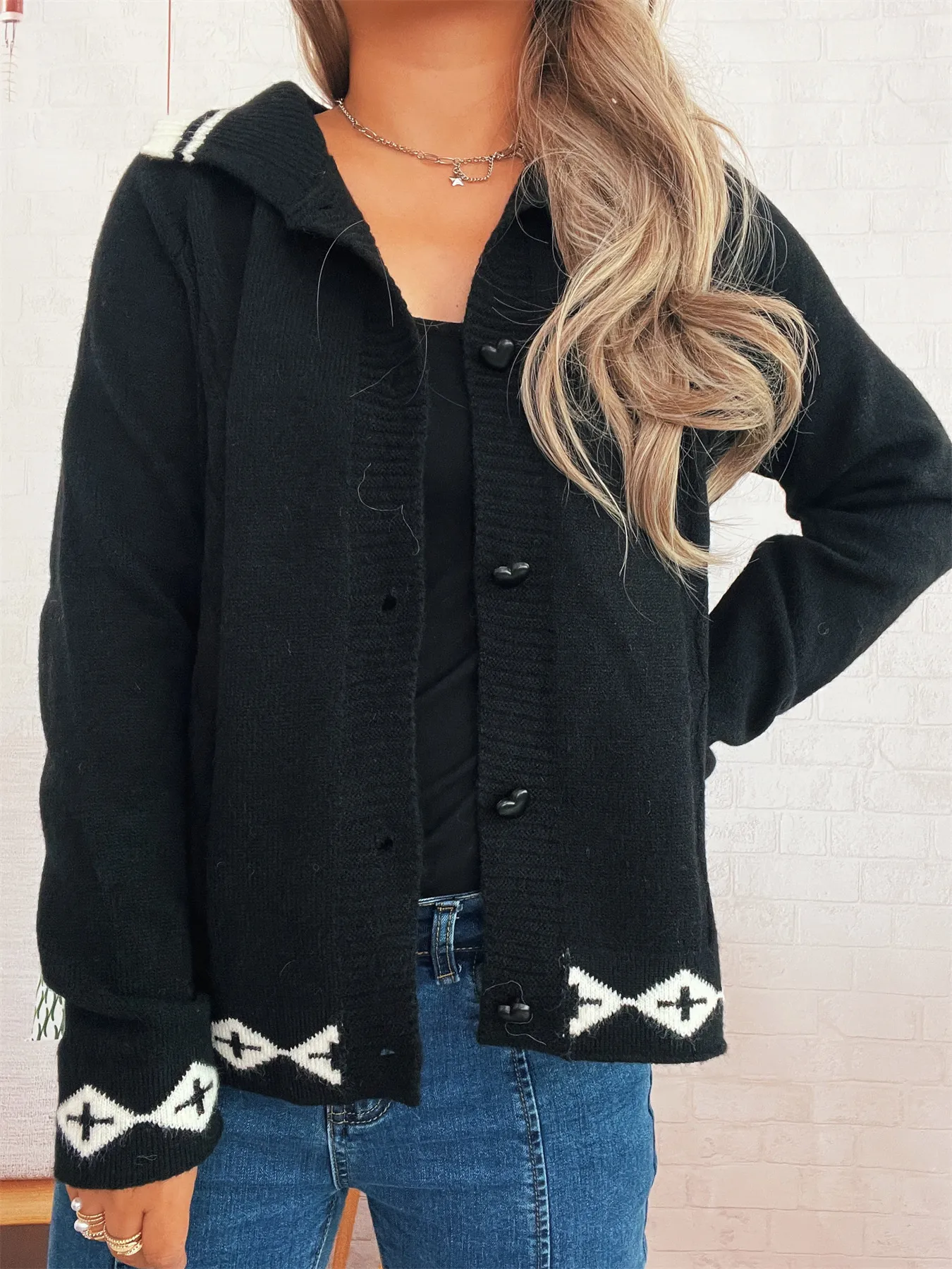 Heart Button Long Sleeve Cardigan - Image 6
