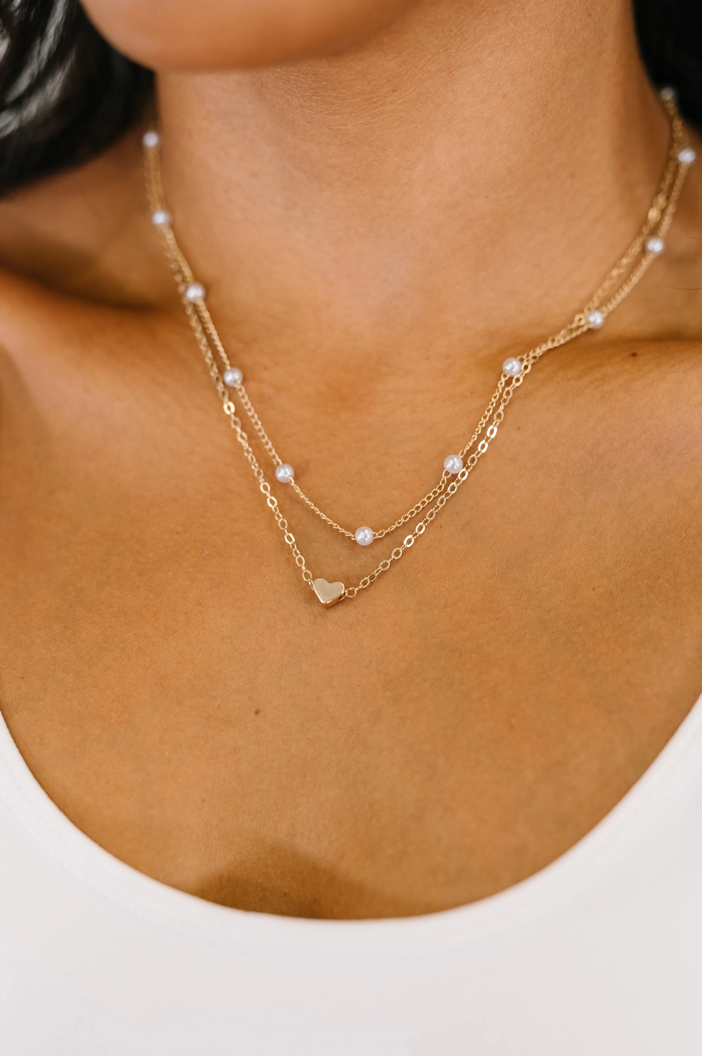 Heart of Gold Pendant Necklace Layered Set in Gold