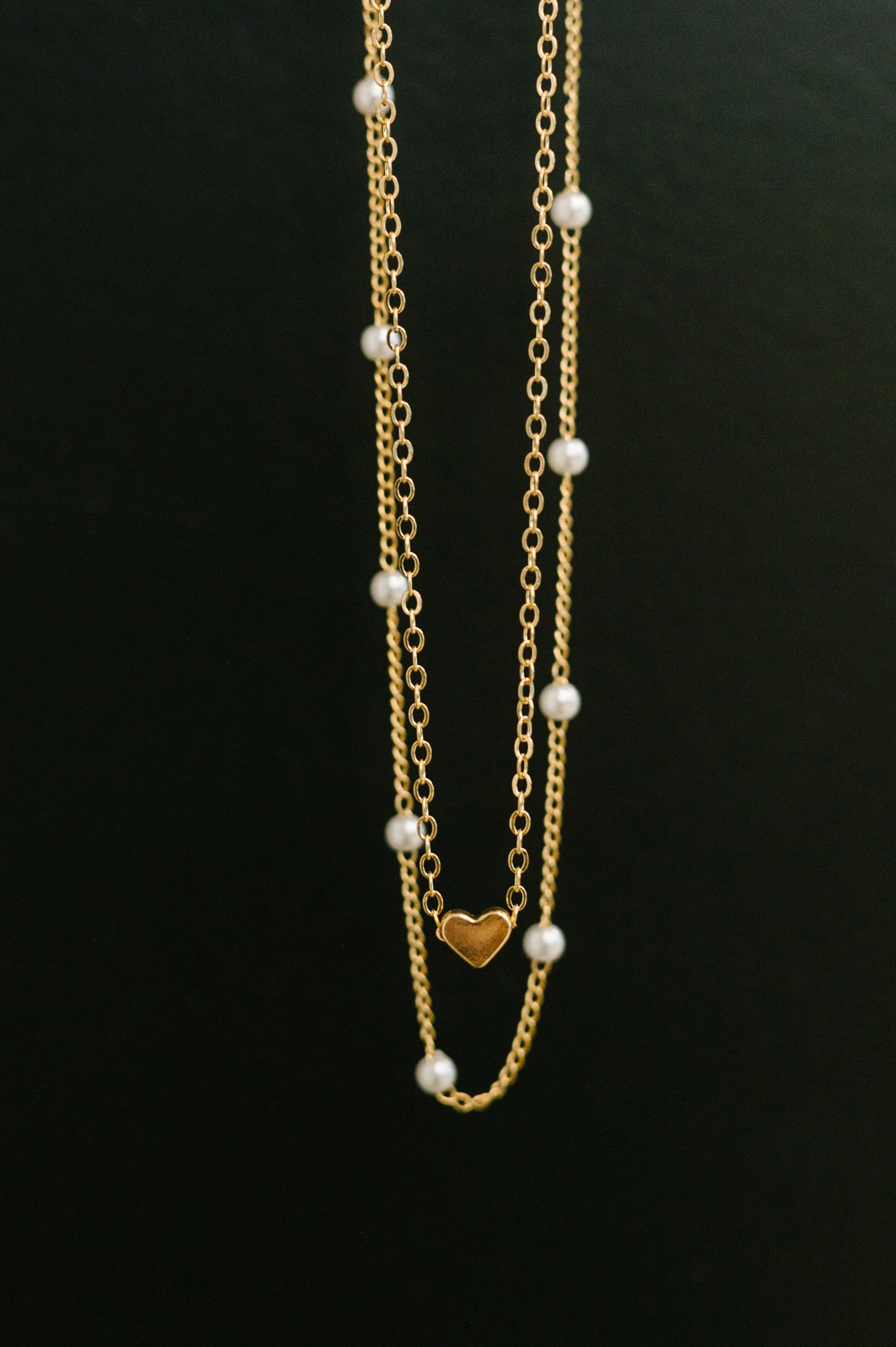Heart of Gold Pendant Necklace Layered Set in Gold - Image 2