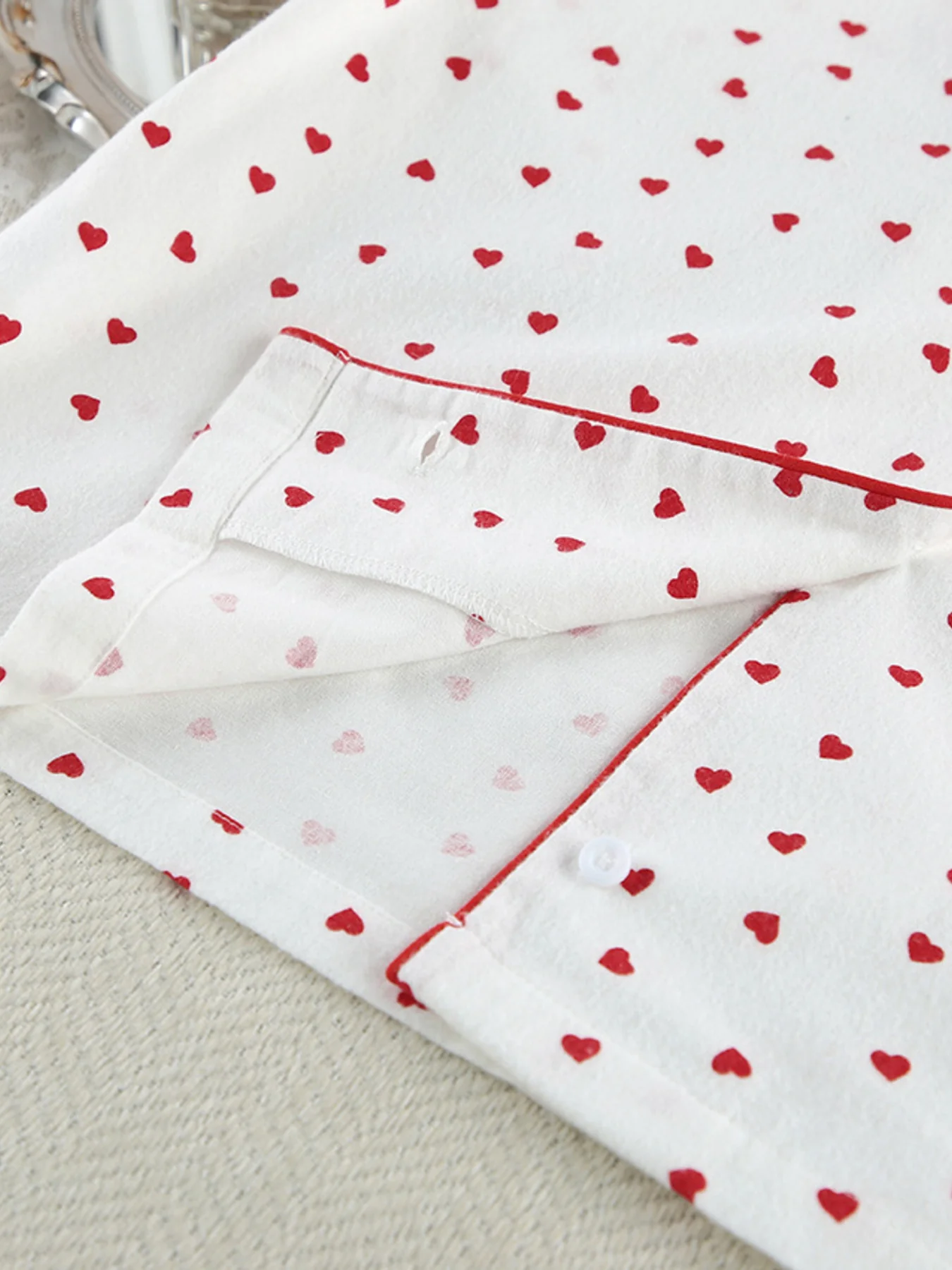 Heart Print Long Sleeve Top and Pants Lounge Set - Image 11