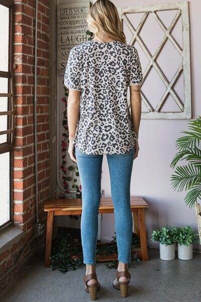 Heimish Leopard Round Neck Petal Sleeve T-Shirt - Image 7