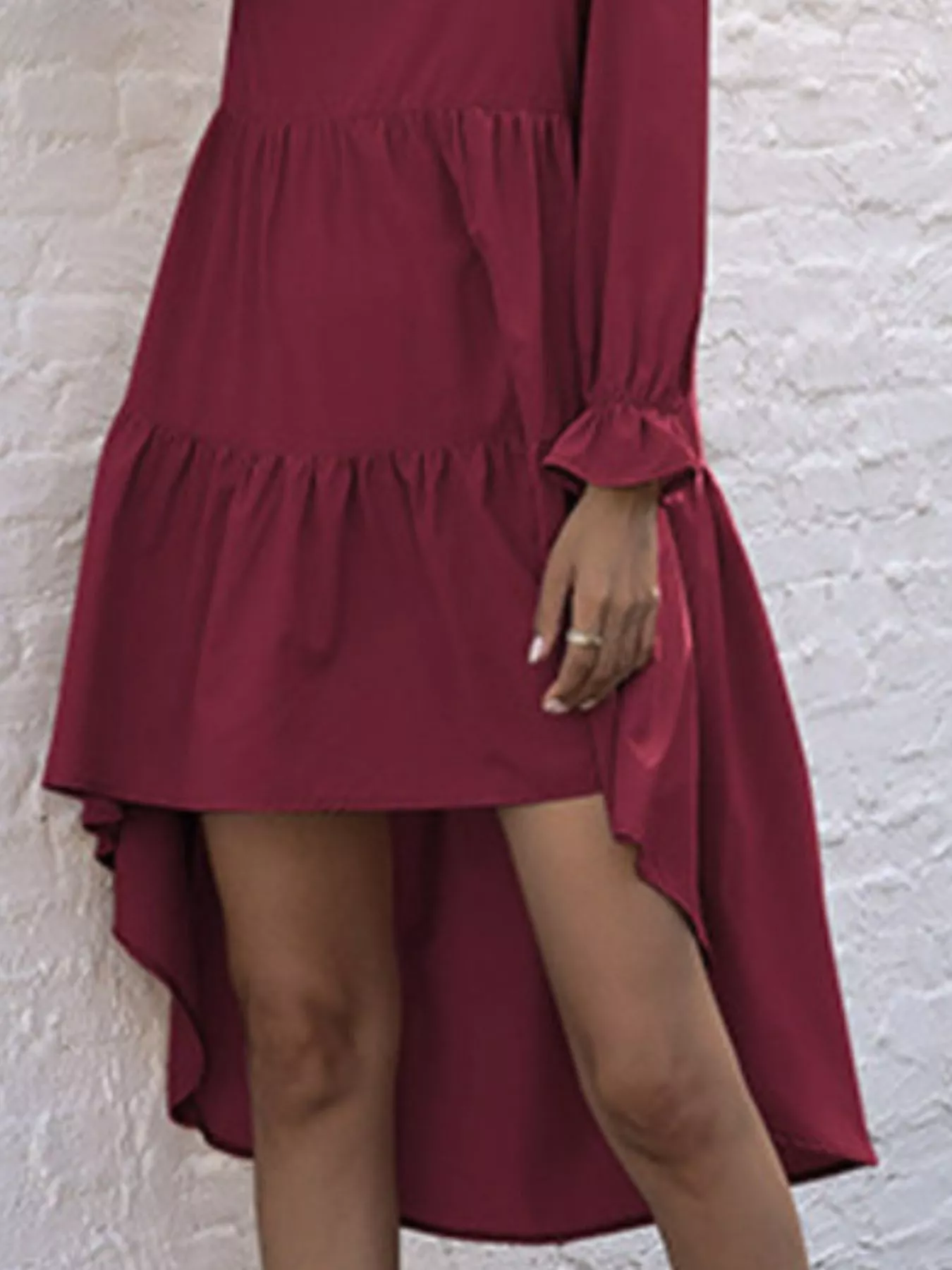 High-Low Flounce Sleeve Dress - Image 12