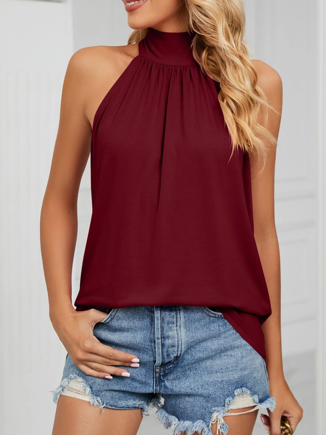 High Neck Tie Back Cami - Image 20