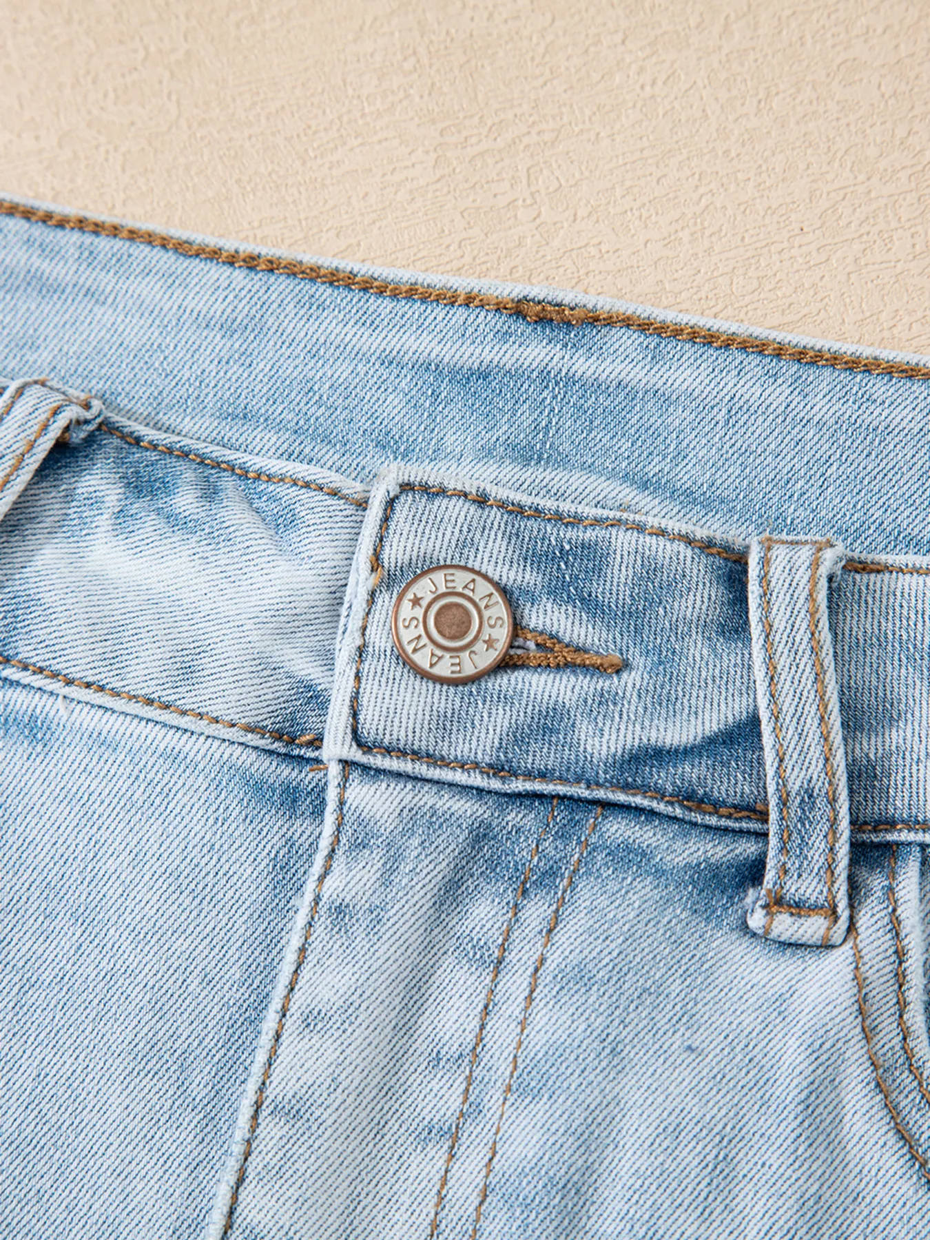 High Rise Distressed Raw Hem Denim Shorts - Image 8