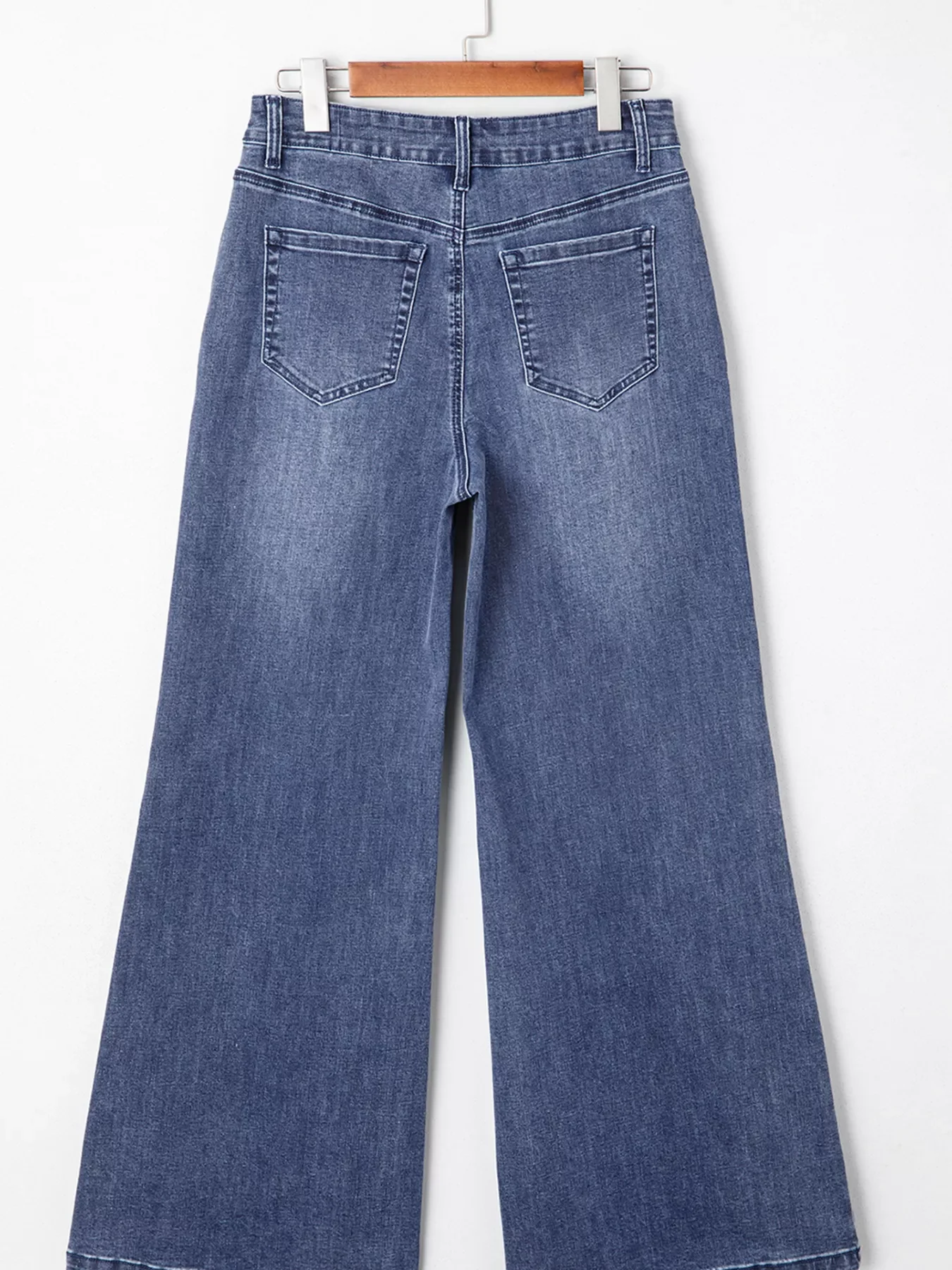 High Waist Button Zip Flare Leg Jeans - Image 4