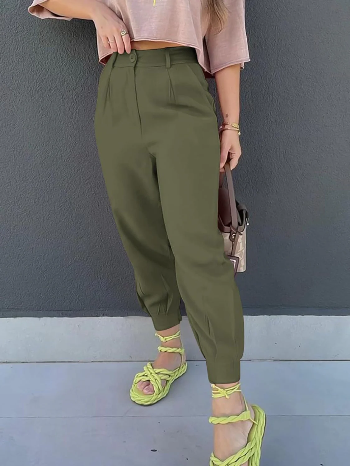 High Waist Cropped Pants - Image 11