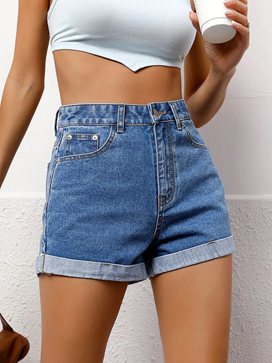 High Waist Denim Shorts - Image 2